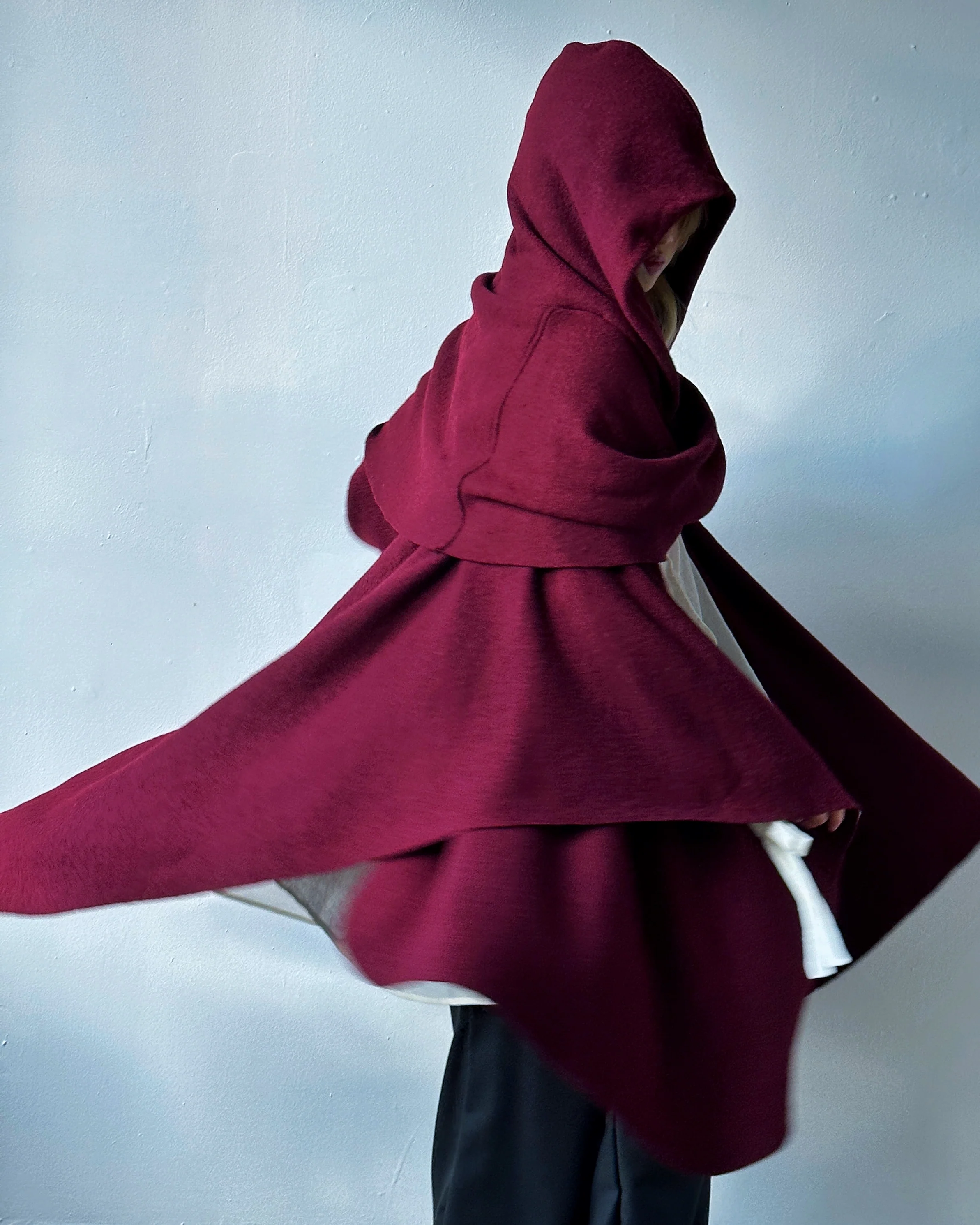 Mythic Cape in Oxblood Wool - Image 21