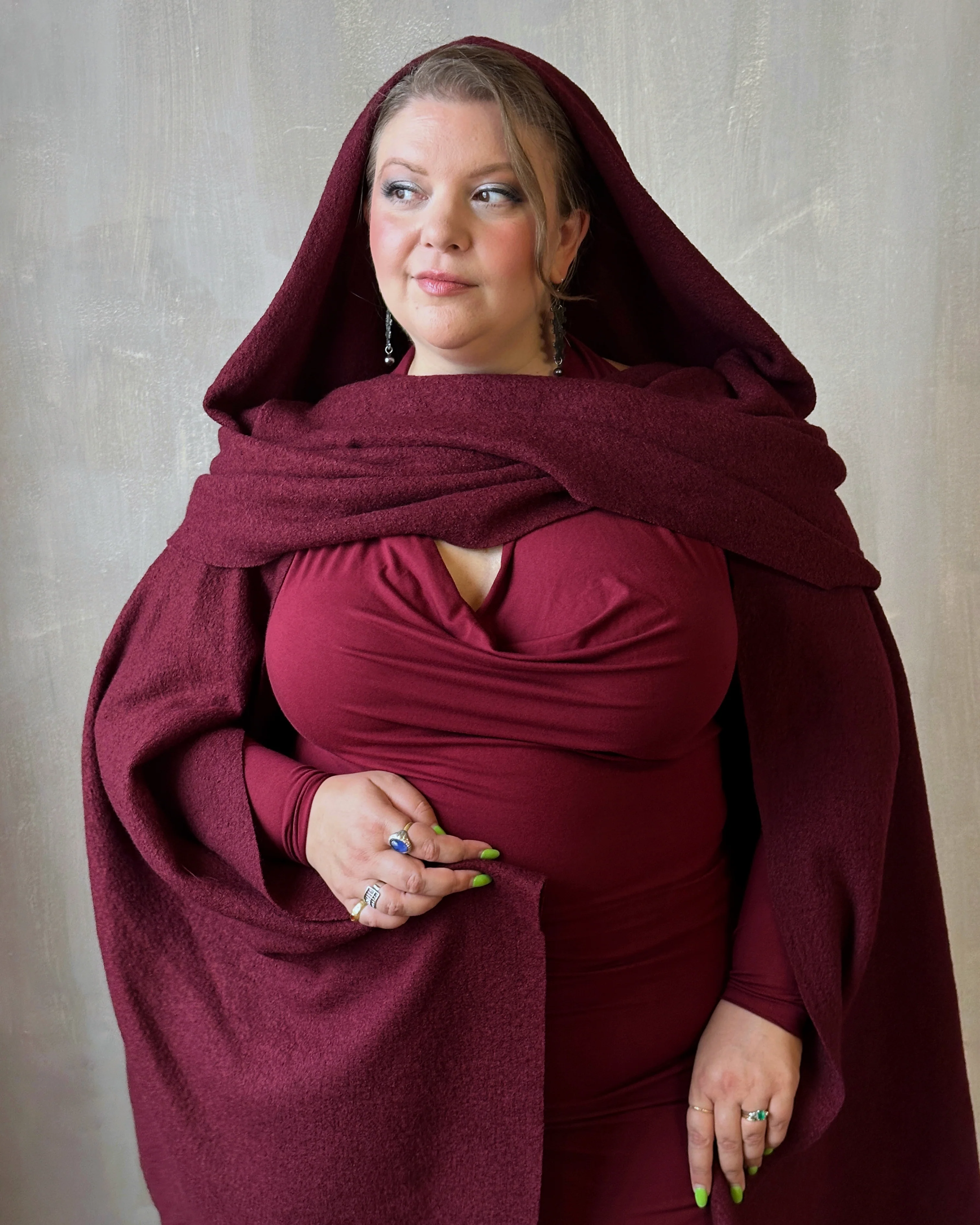 Mythic Cape in Oxblood Wool - Image 3