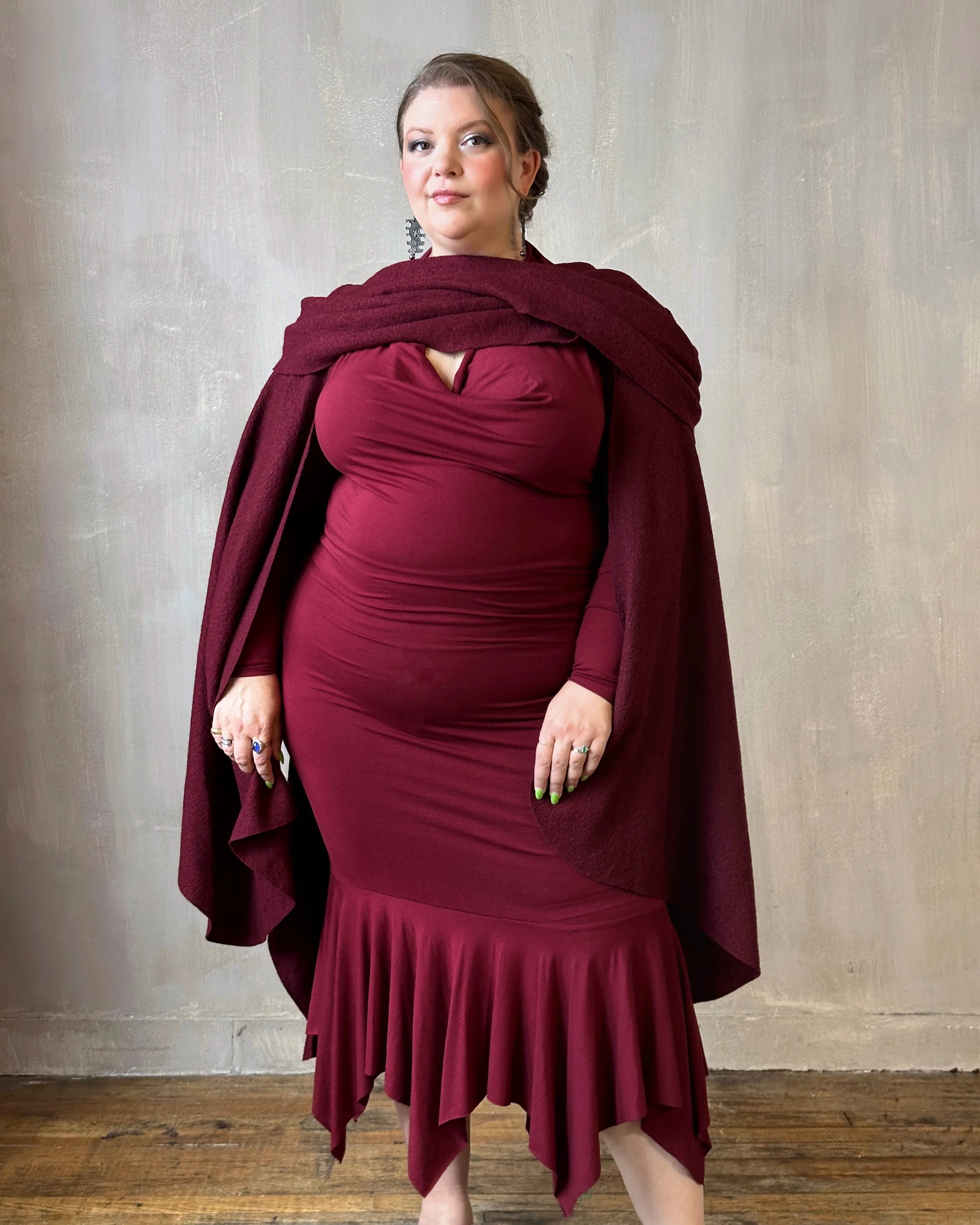 Mythic Cape in Oxblood Wool - Image 4