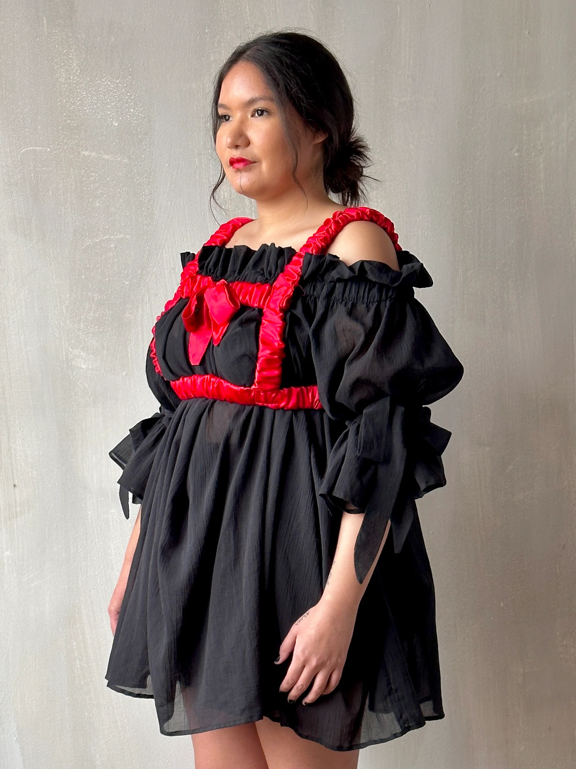 Paperbag Tunic in Black Cotton Voile (Made-to-Order) - Image 7