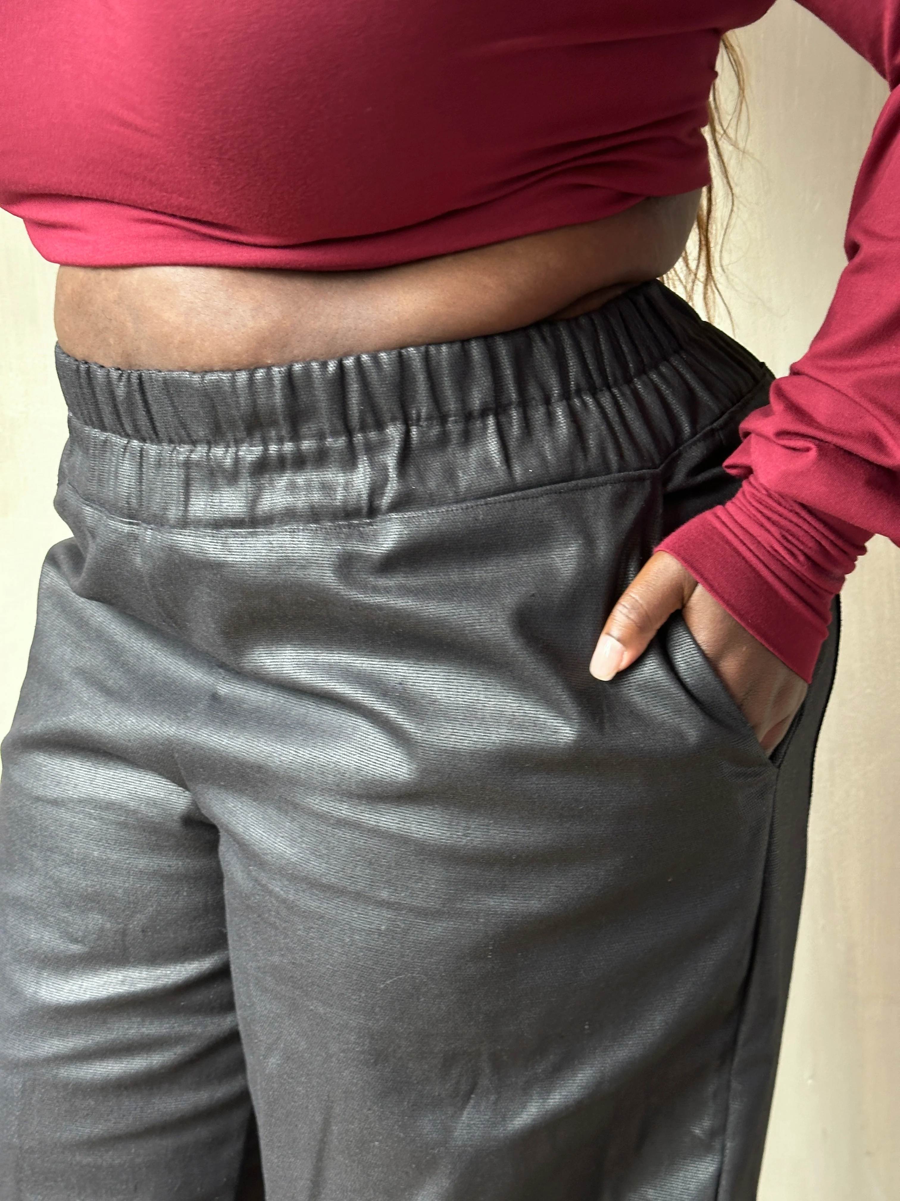 FW25: Double Waistband Barrel Trouser in Waxed Black (Pre-Order, Limited Edition) - Image 13