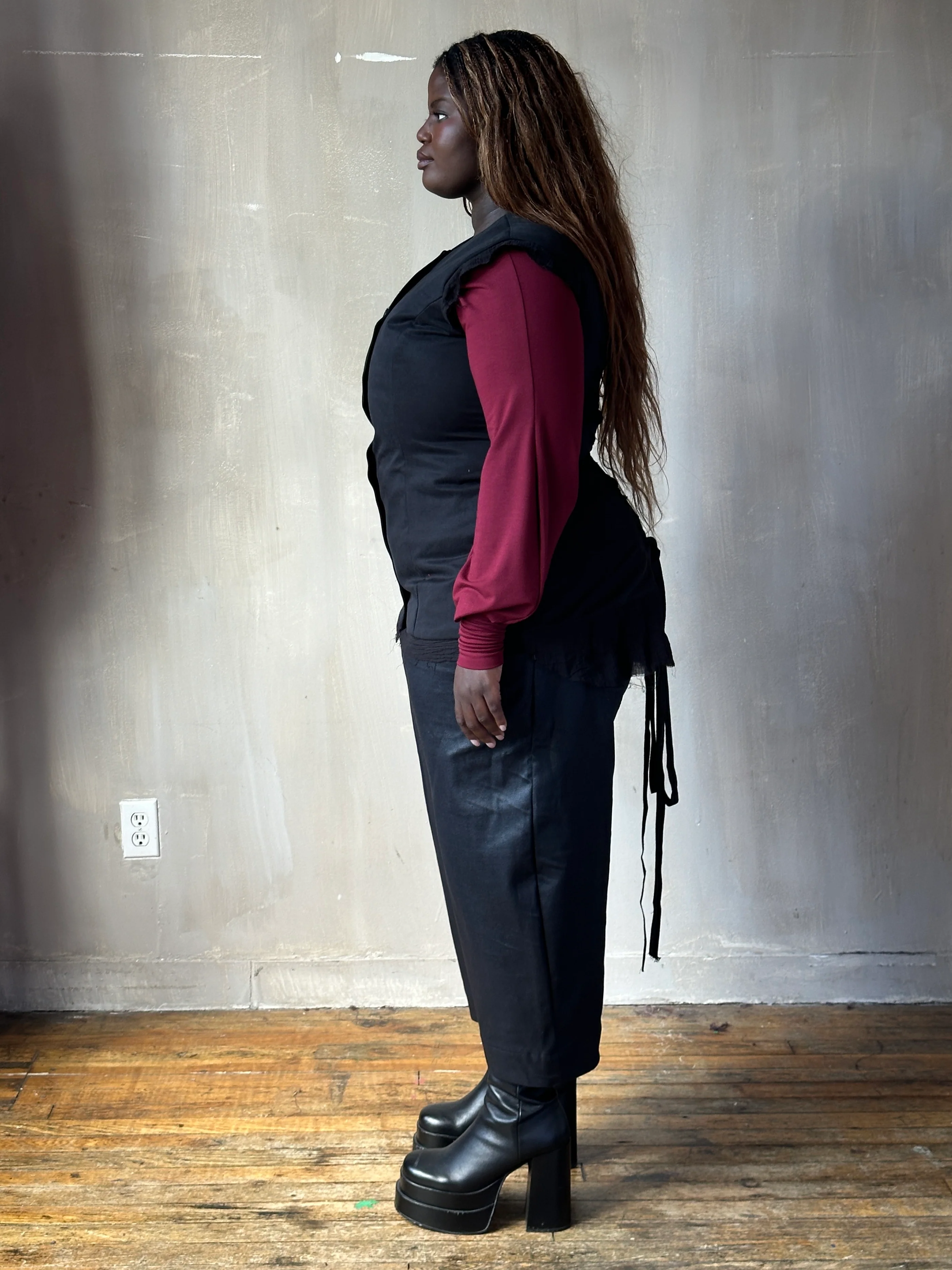 FW25: Double Waistband Barrel Trouser in Waxed Black (Pre-Order, Limited Edition) - Image 14