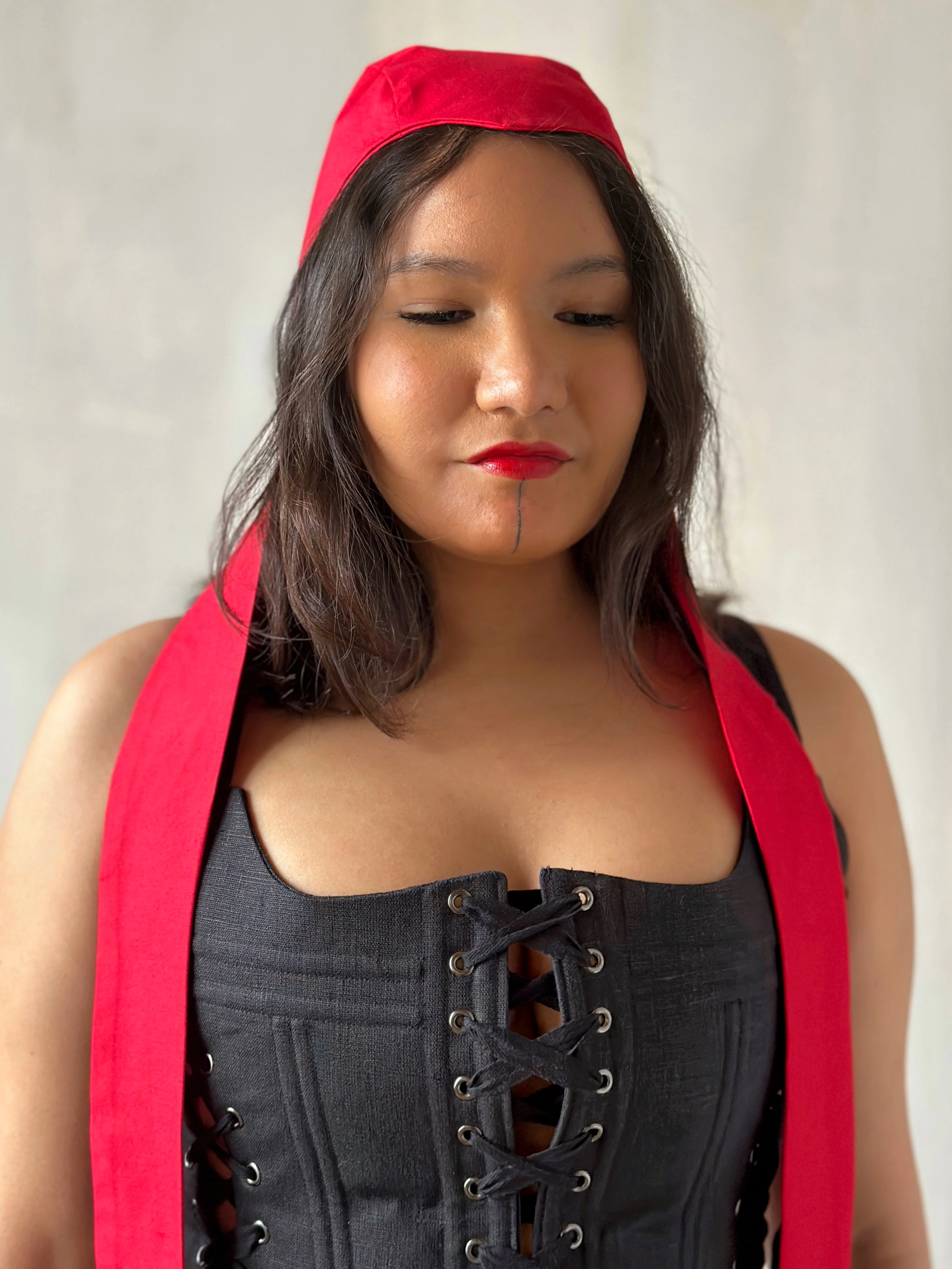 Red Aviator Cap with Ties (Made-to-Order) - Image 10