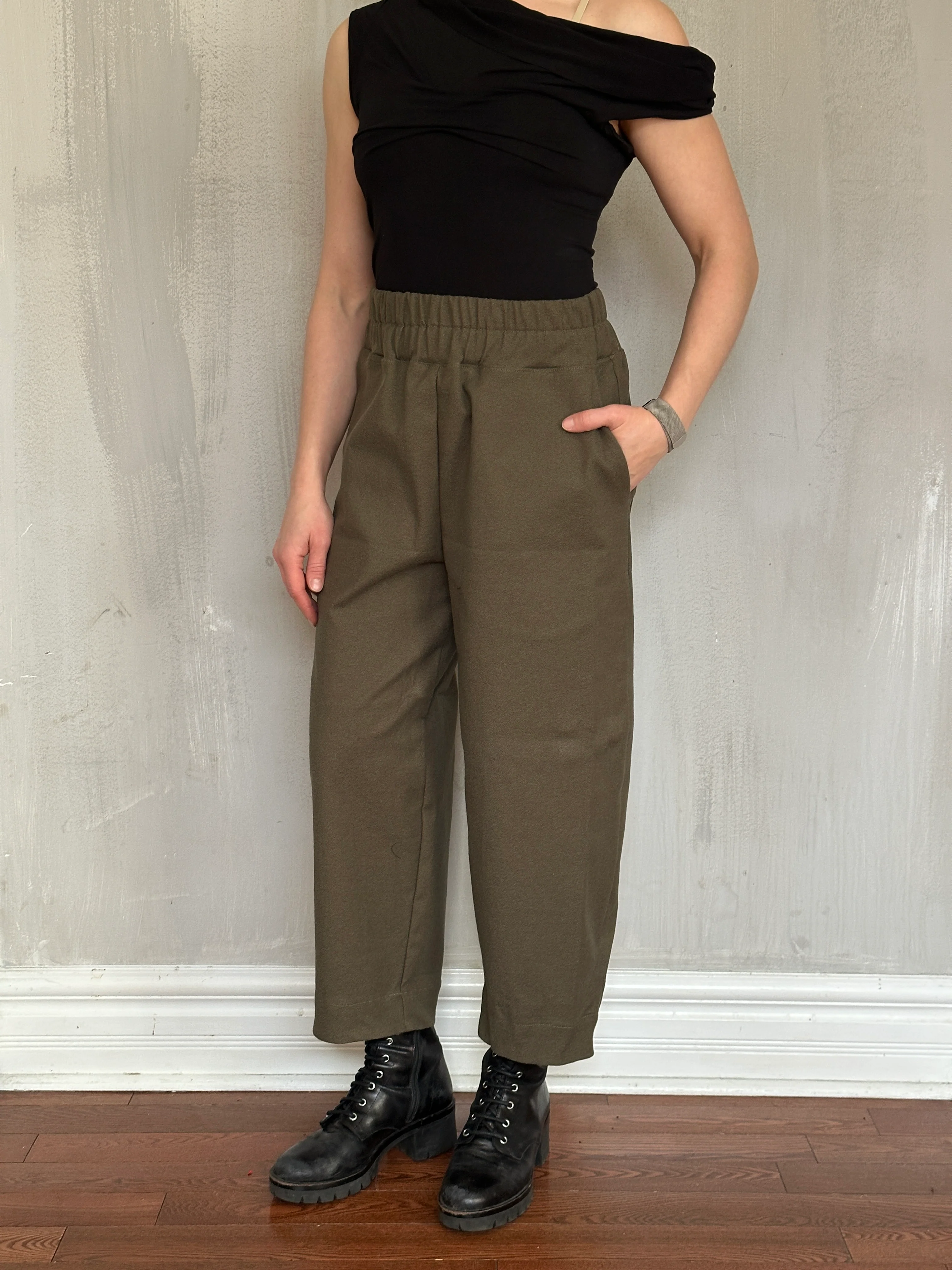 Sample Sale: Double Waistband Barrel Trouser in Moss Green (Size I) - Image 3