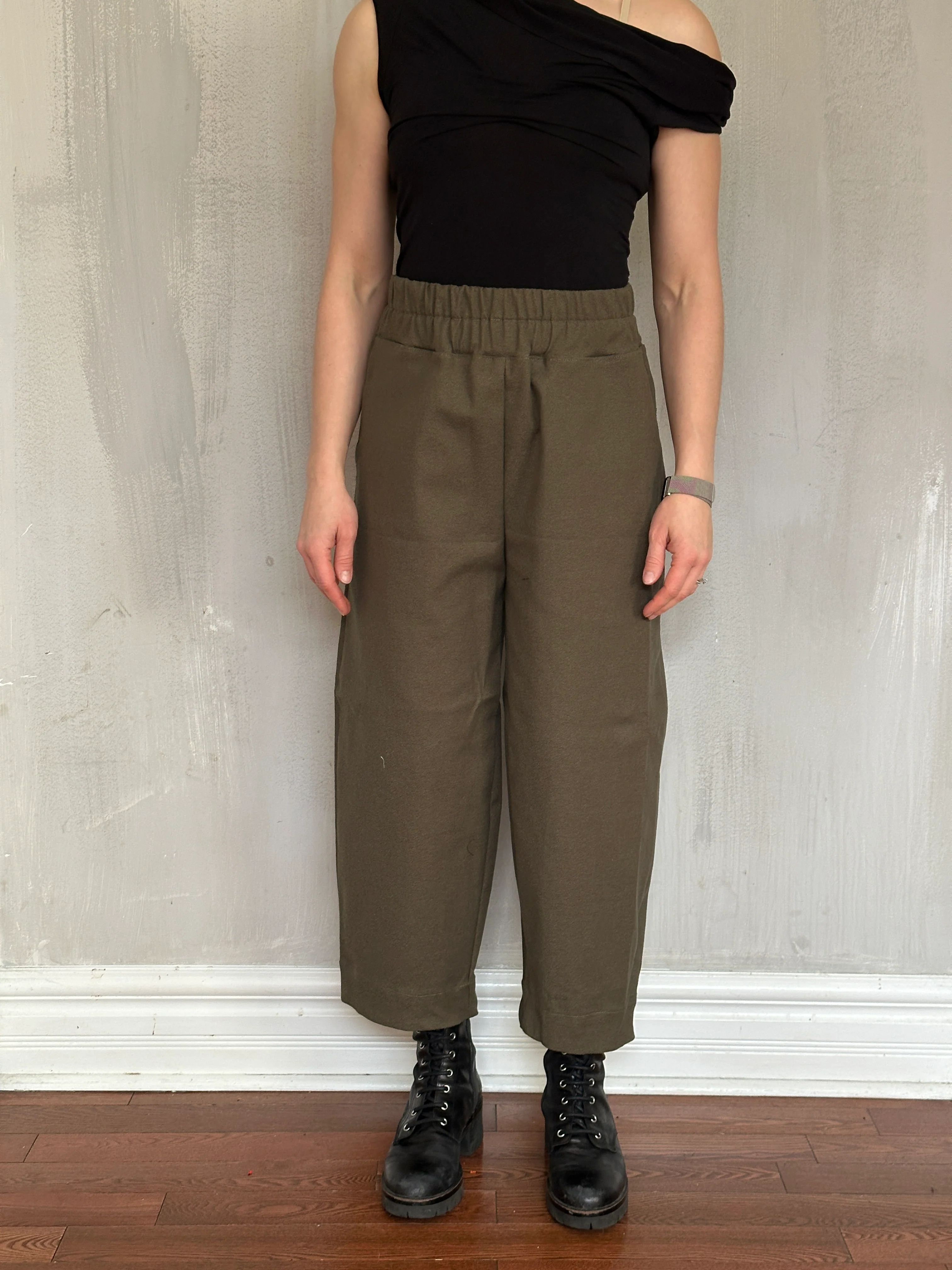 Sample Sale: Double Waistband Barrel Trouser in Moss Green (Size I) - Image 4