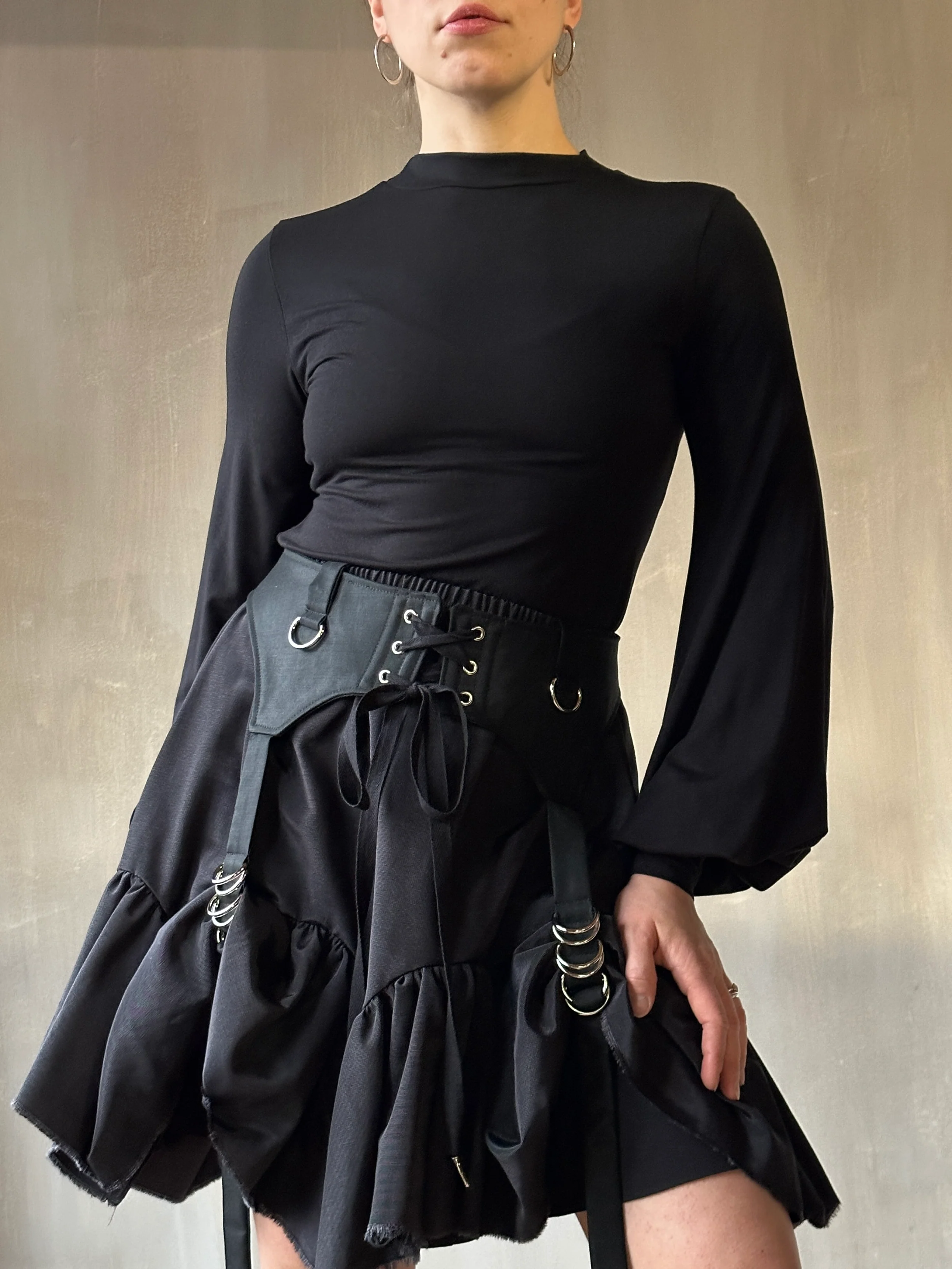 Sample Sale: Garter Belt for Skirts in Wool Sateen (Size I) - Image 6
