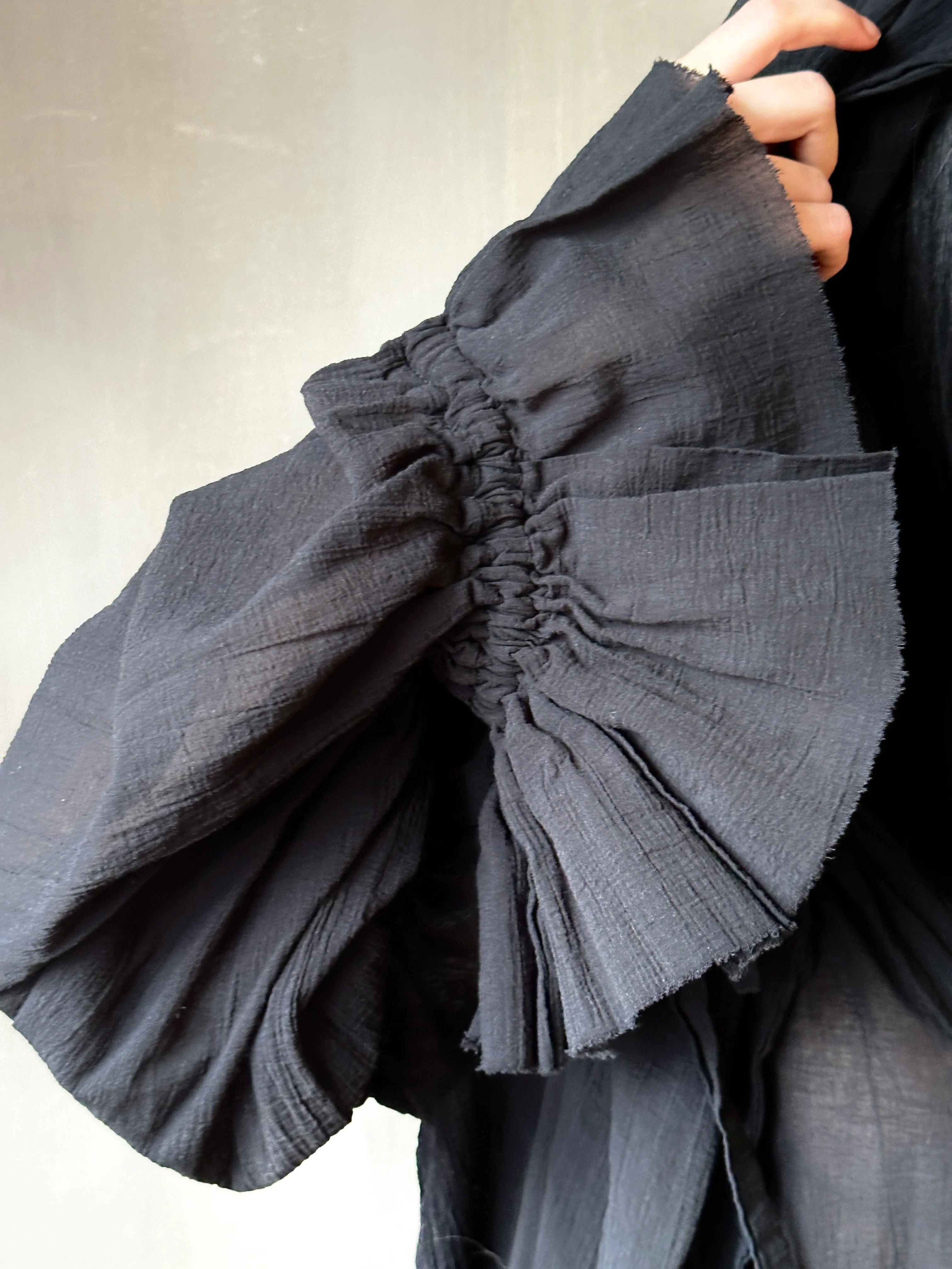 Hooded Alchemist Chemise in Black Cotton Gauze - Image 11