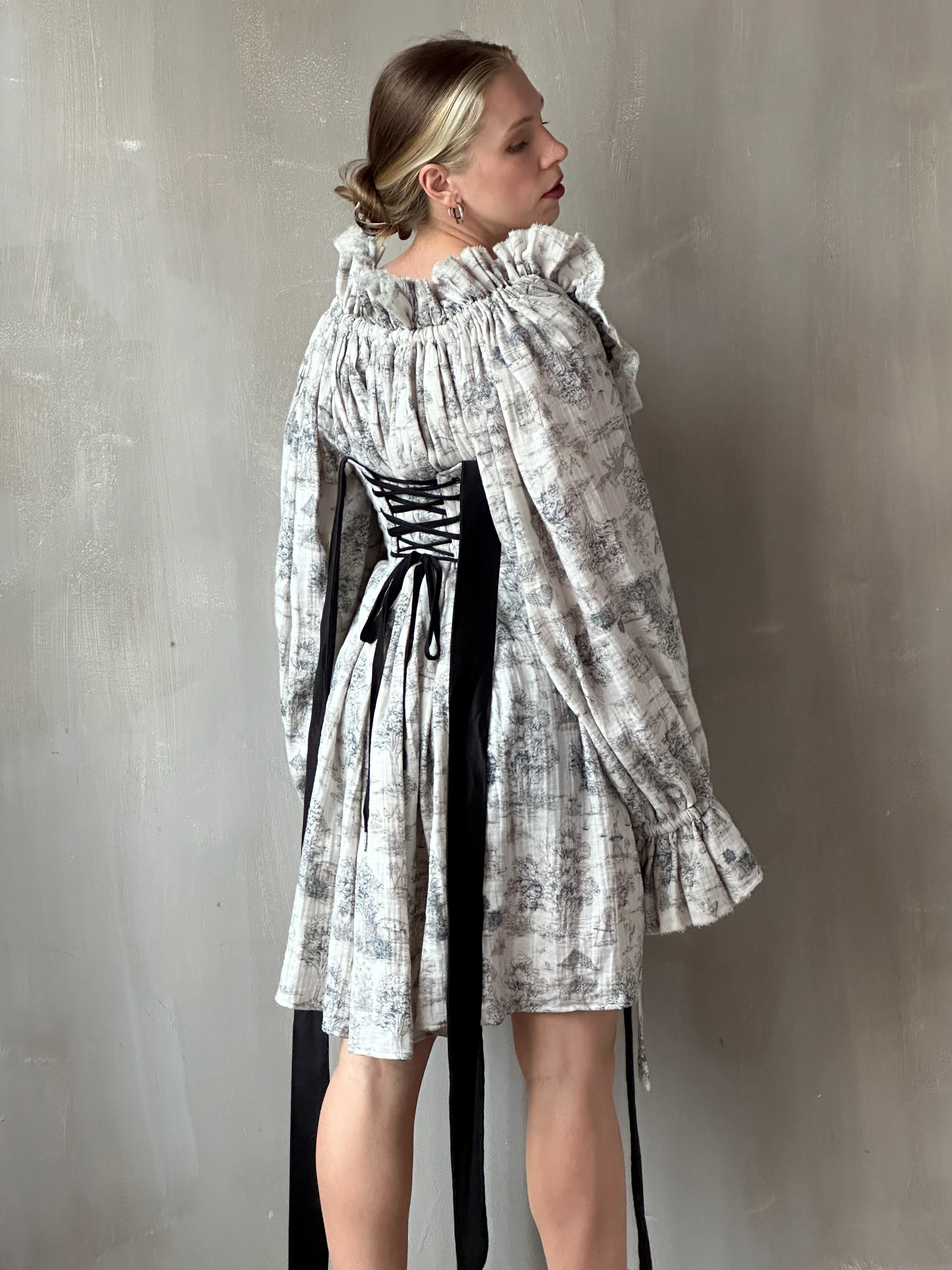 Sample Sale: Toile de Jouy Diamond Stays (50" Bust/40" Waist) - Image 15