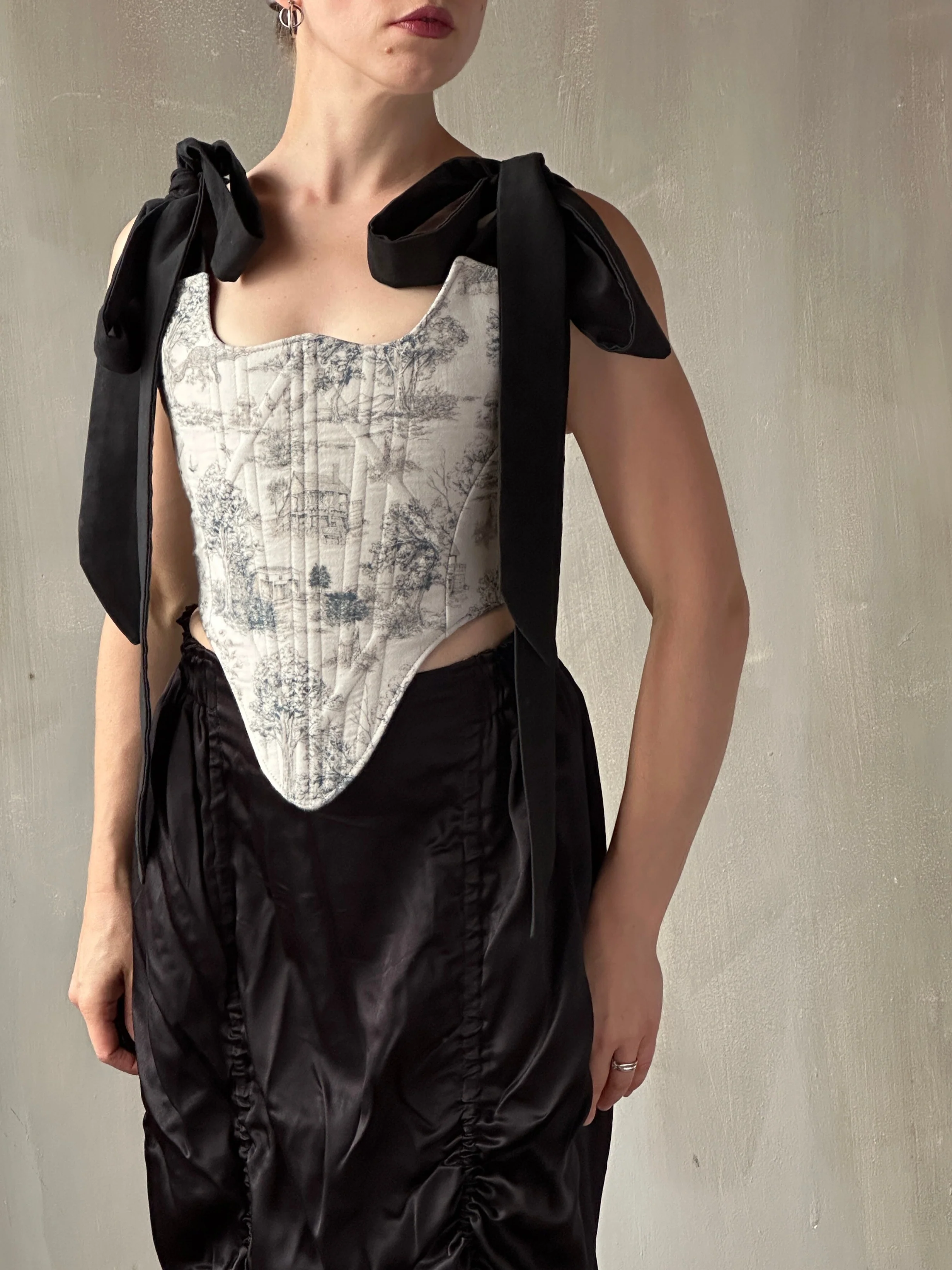 Sample Sale: Toile de Jouy Diamond Stays (50" Bust/40" Waist) - Image 16