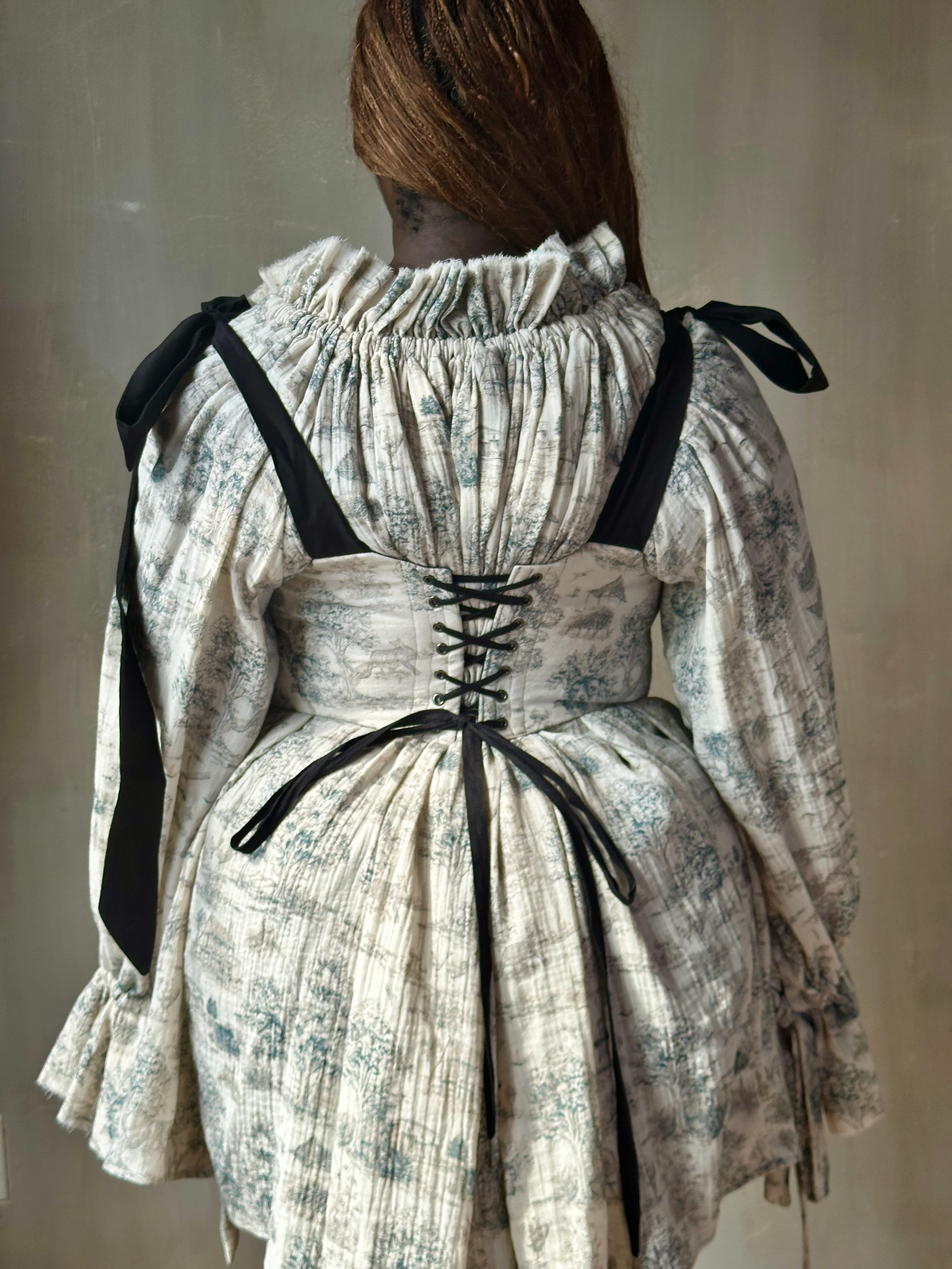 Sample Sale: Toile de Jouy Diamond Stays (50" Bust/40" Waist) - Image 23