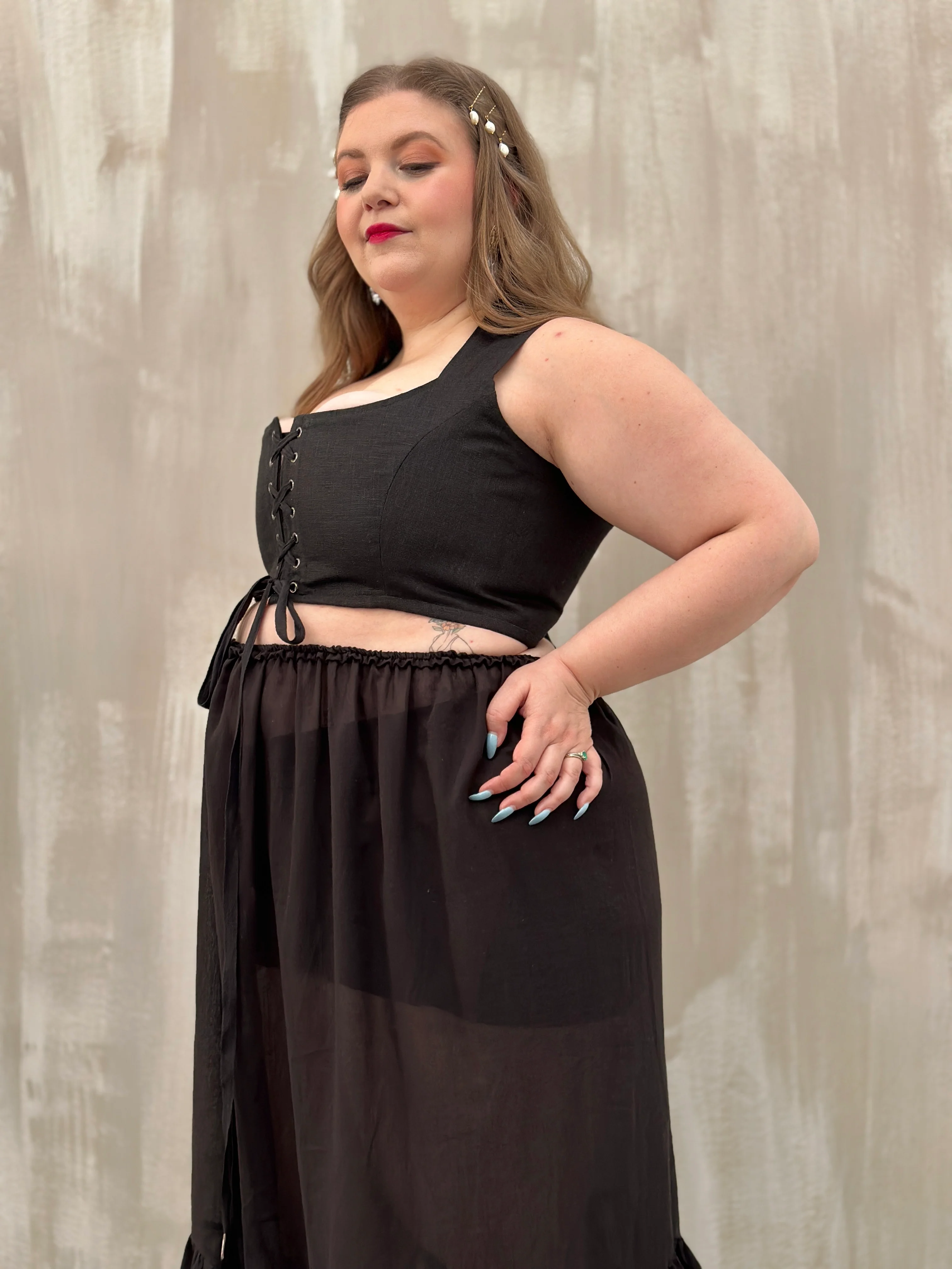 Semi-Sheer Petticoat Skirt (Black) - Image 15