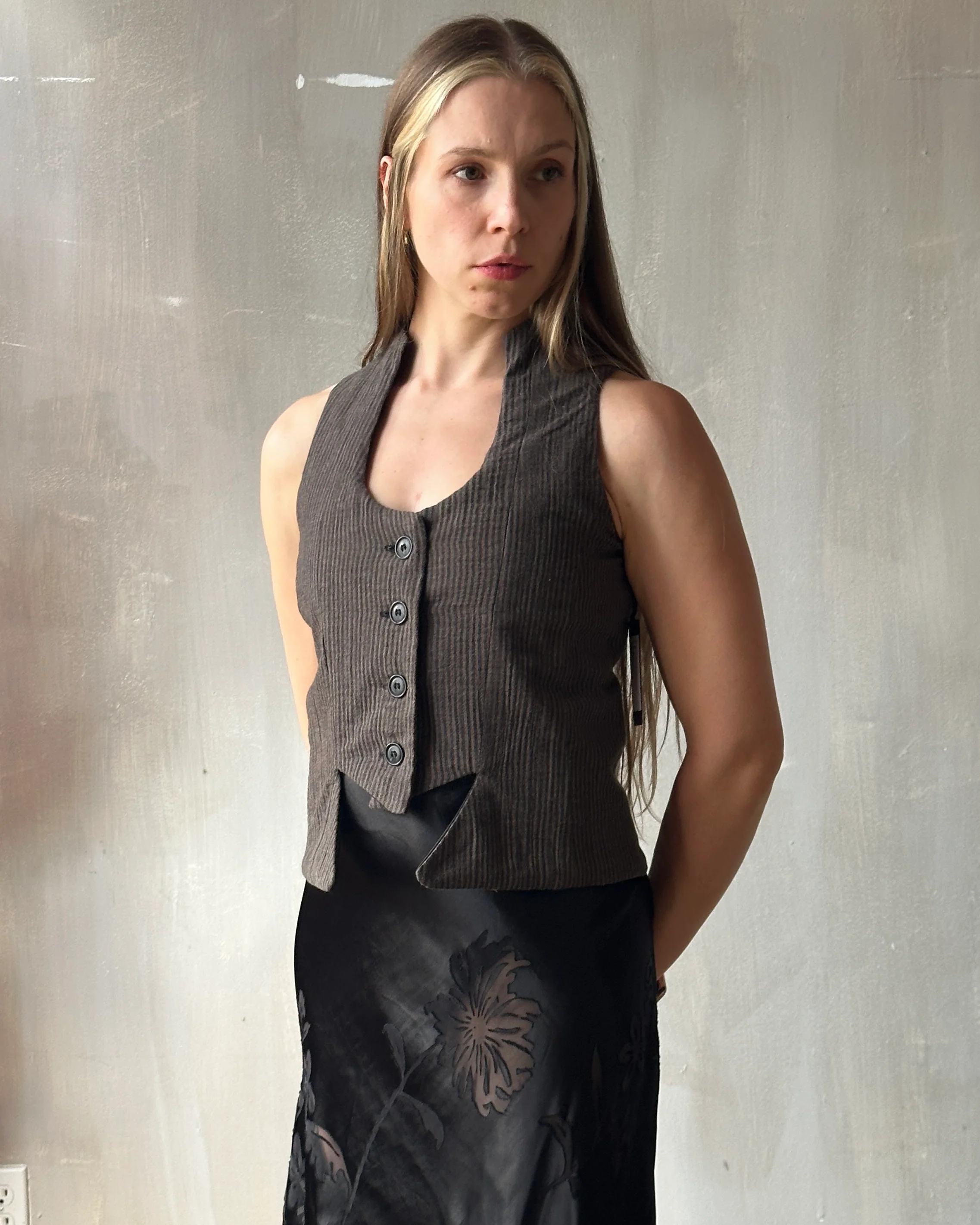 Cutaway Vest in Dark Stripe (In Stock) * - Image 3