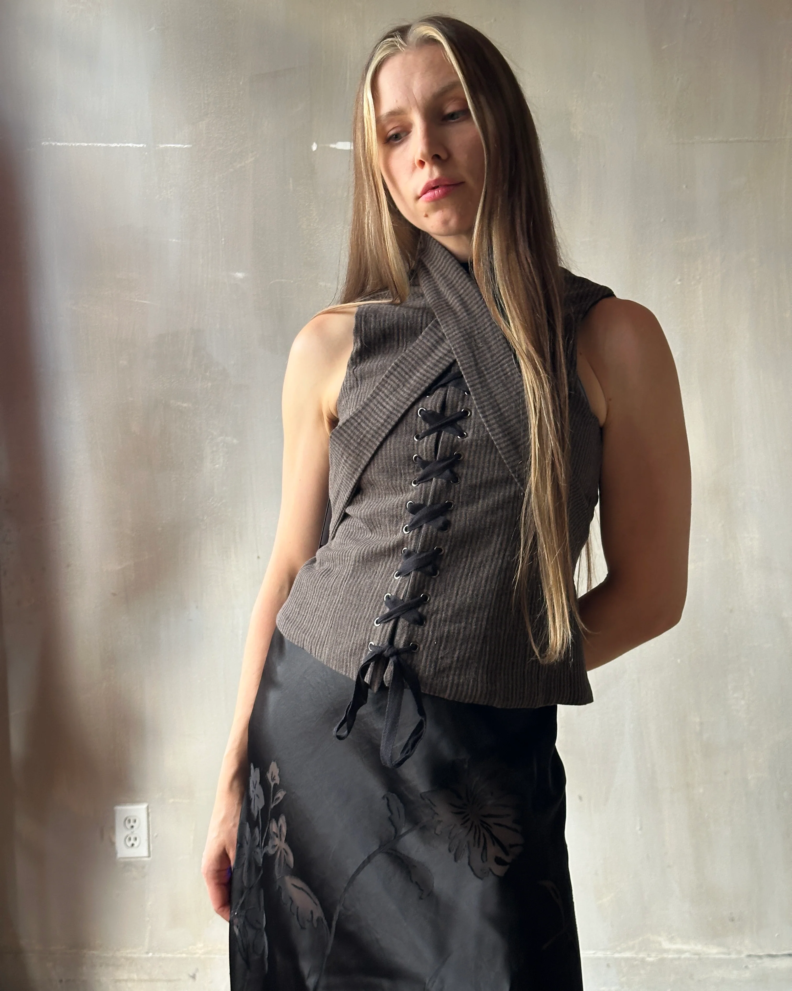 Cutaway Vest in Dark Stripe (In Stock) * - Image 4