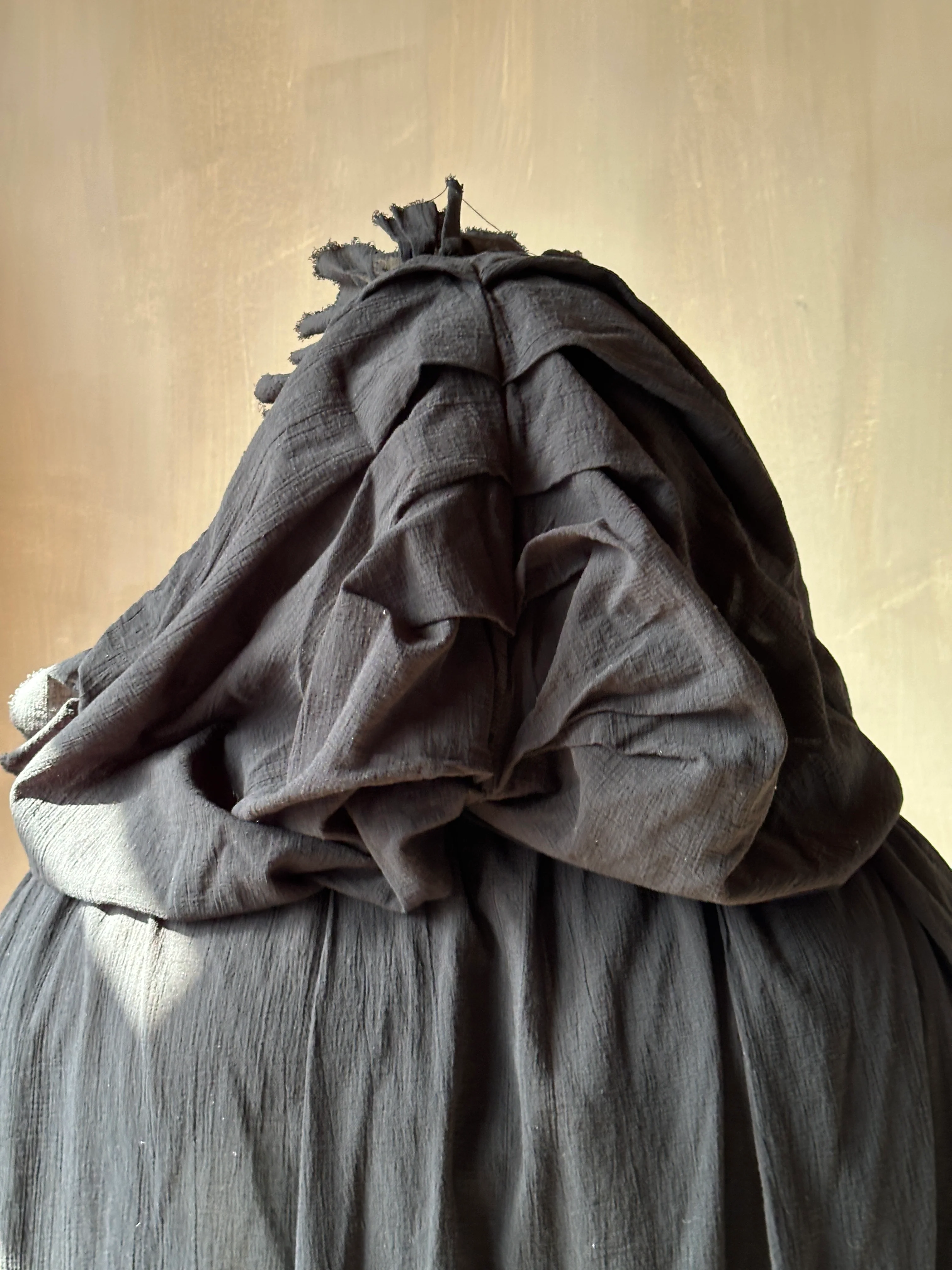 “Peignoir” Alchemist Jacket w/Ruffle in Black Cotton (In Stock) - Image 9