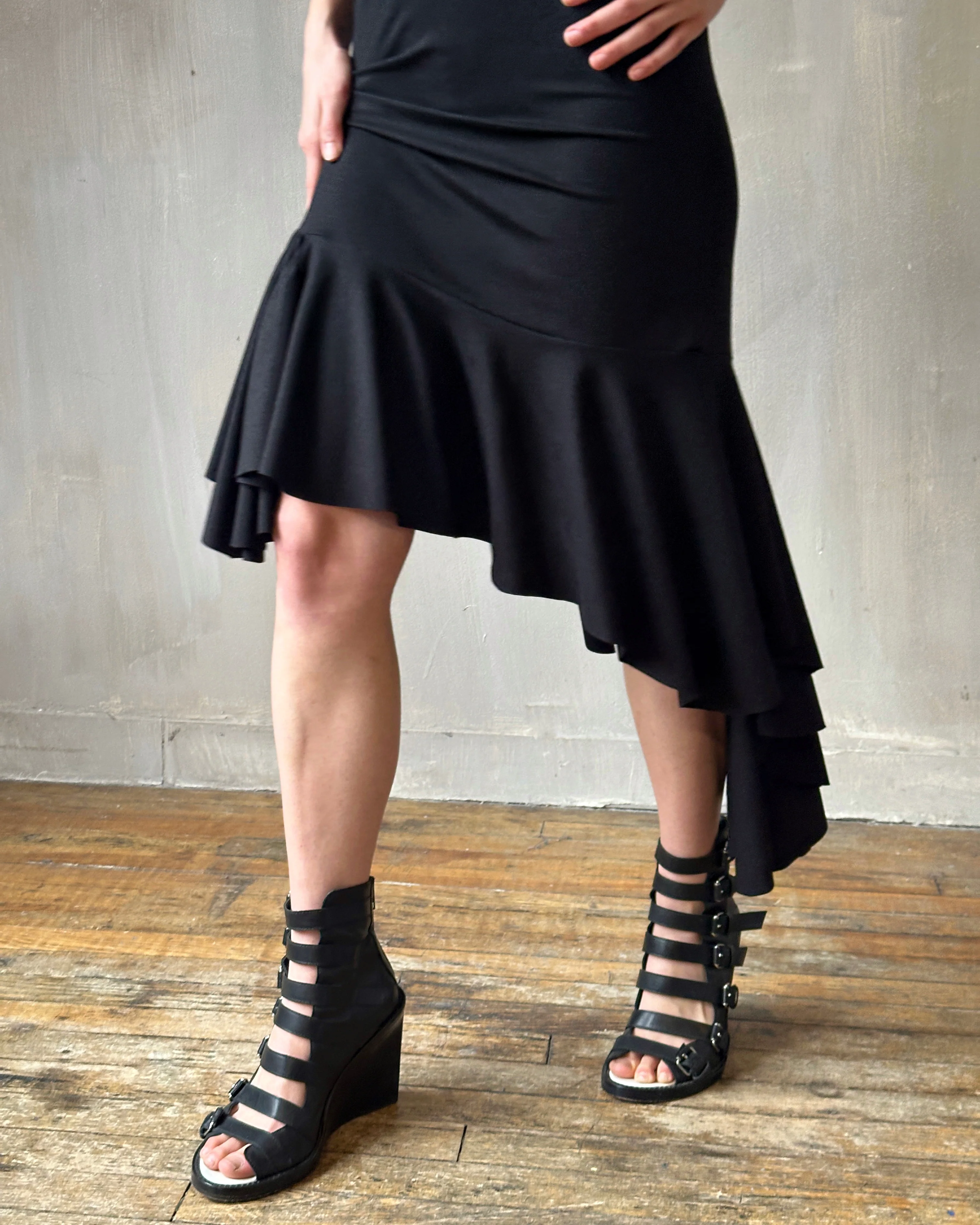 Jersey Draped Cap Sleeve Dress in Black * (In Stock) - Image 4