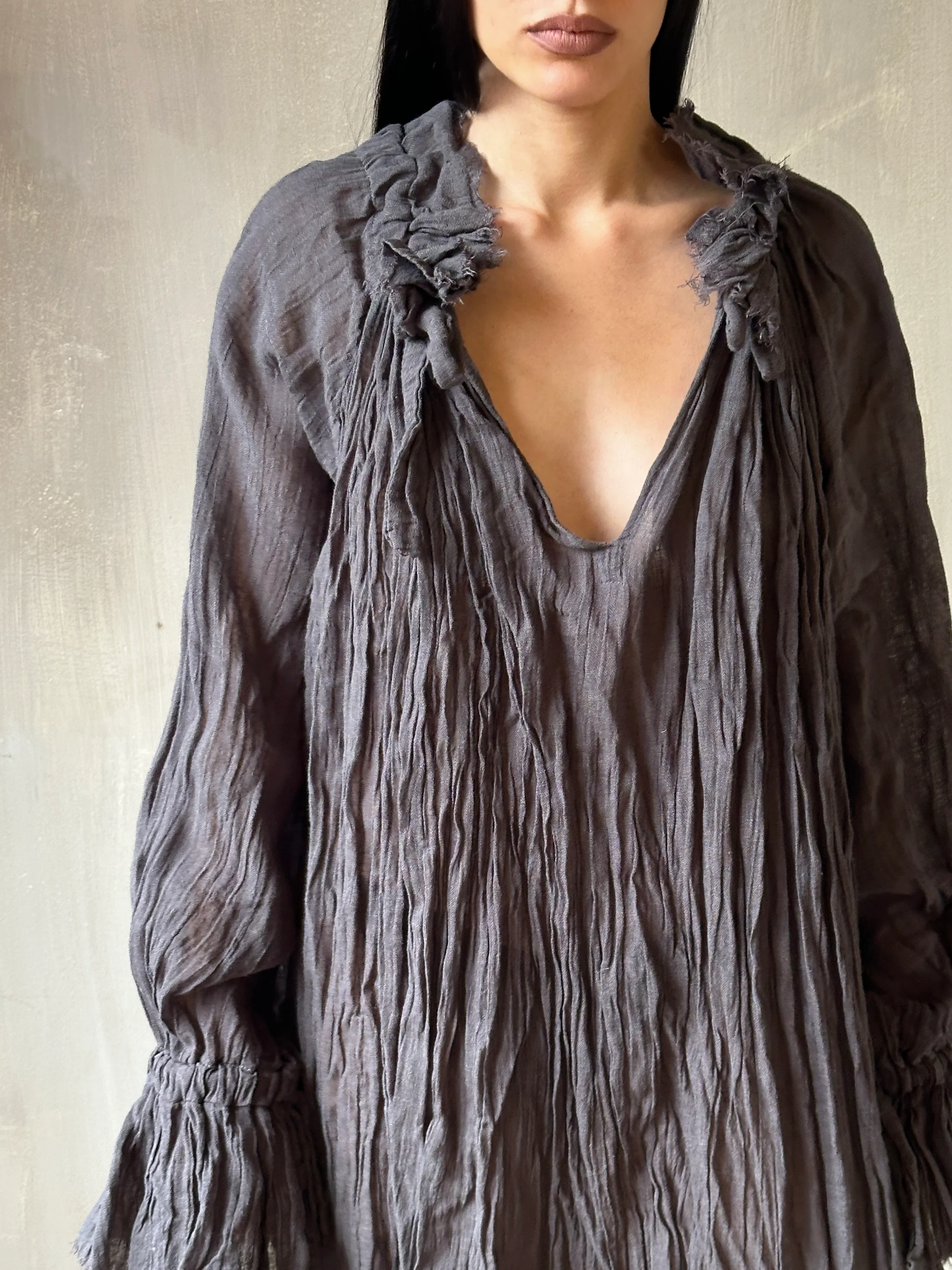 Ultra Maxi Alchemist Chemise in Charcoal Linen - Image 11