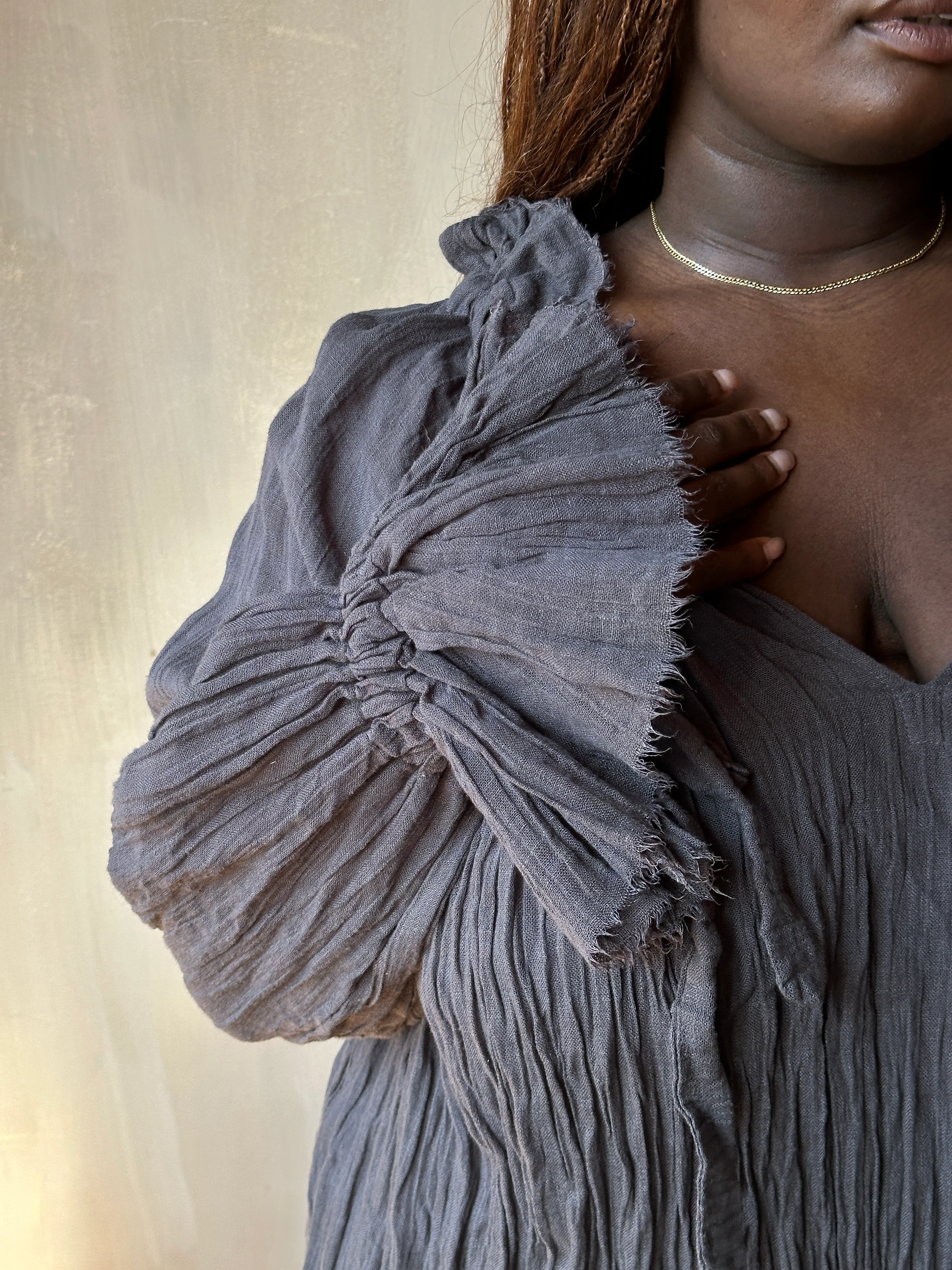 Ultra Maxi Alchemist Chemise in Charcoal Linen - Image 13