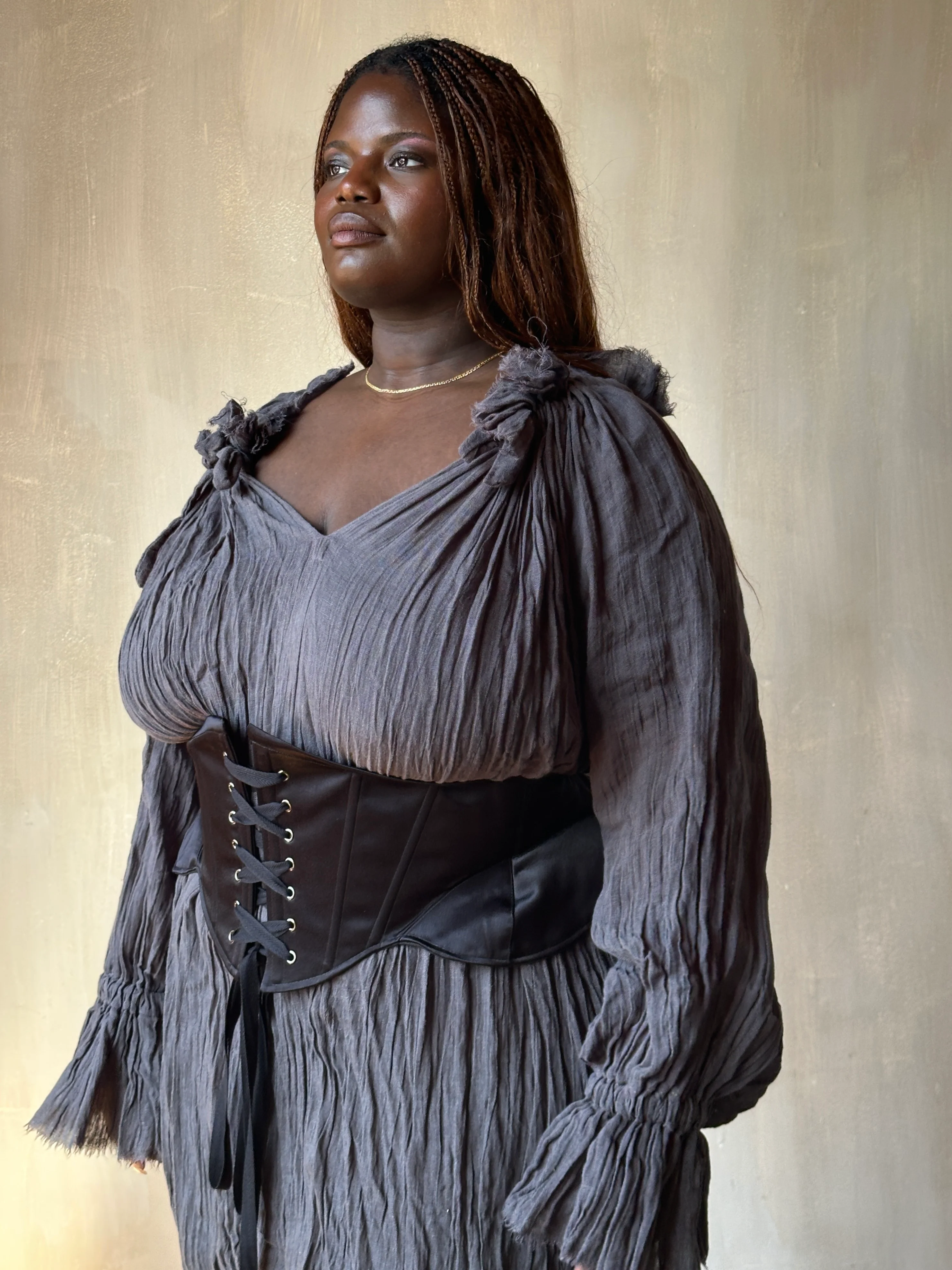 Ultra Maxi Alchemist Chemise in Charcoal Linen - Image 5