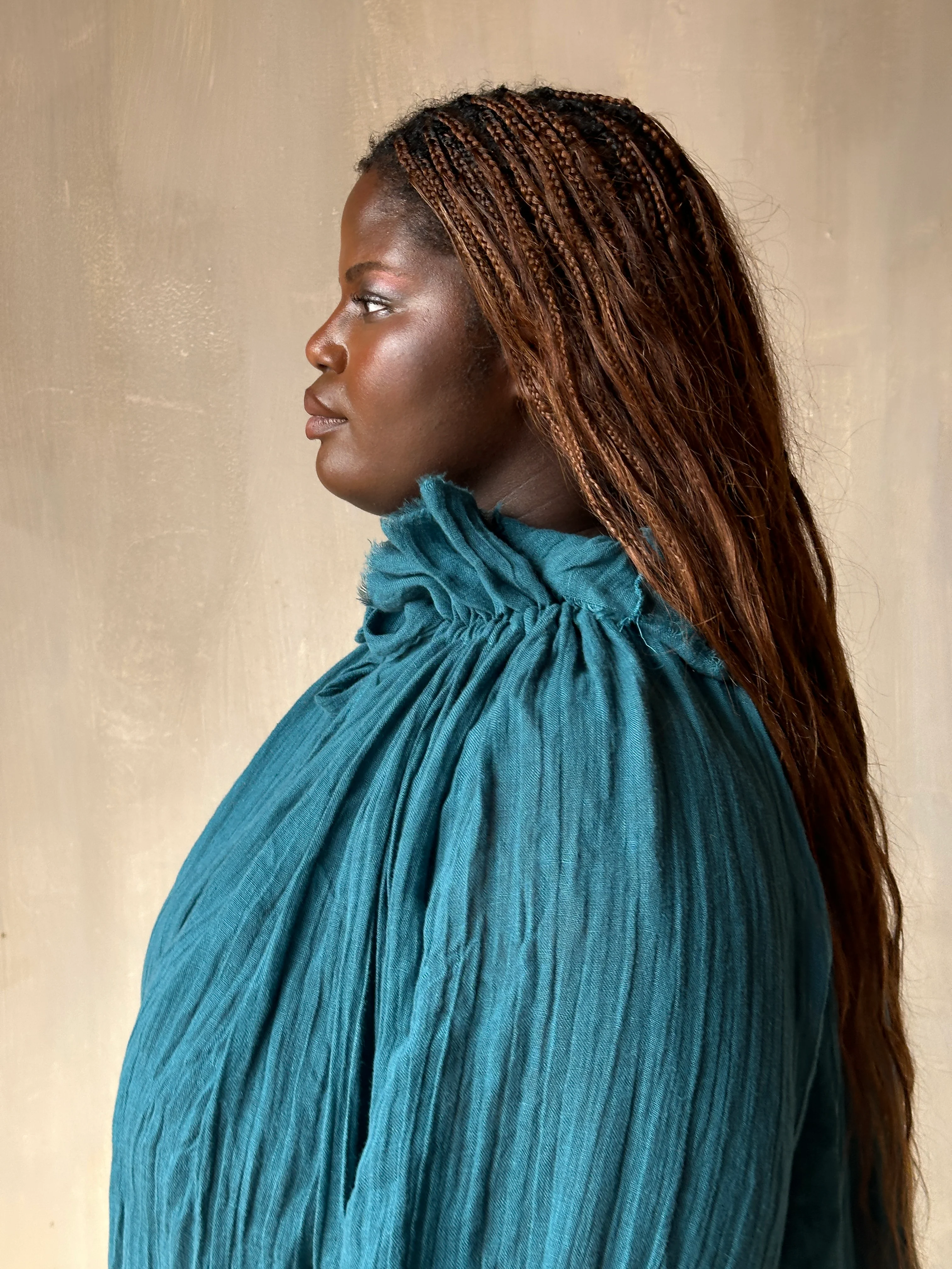 Ultra Maxi Alchemist Chemise in Teal Linen - Image 10