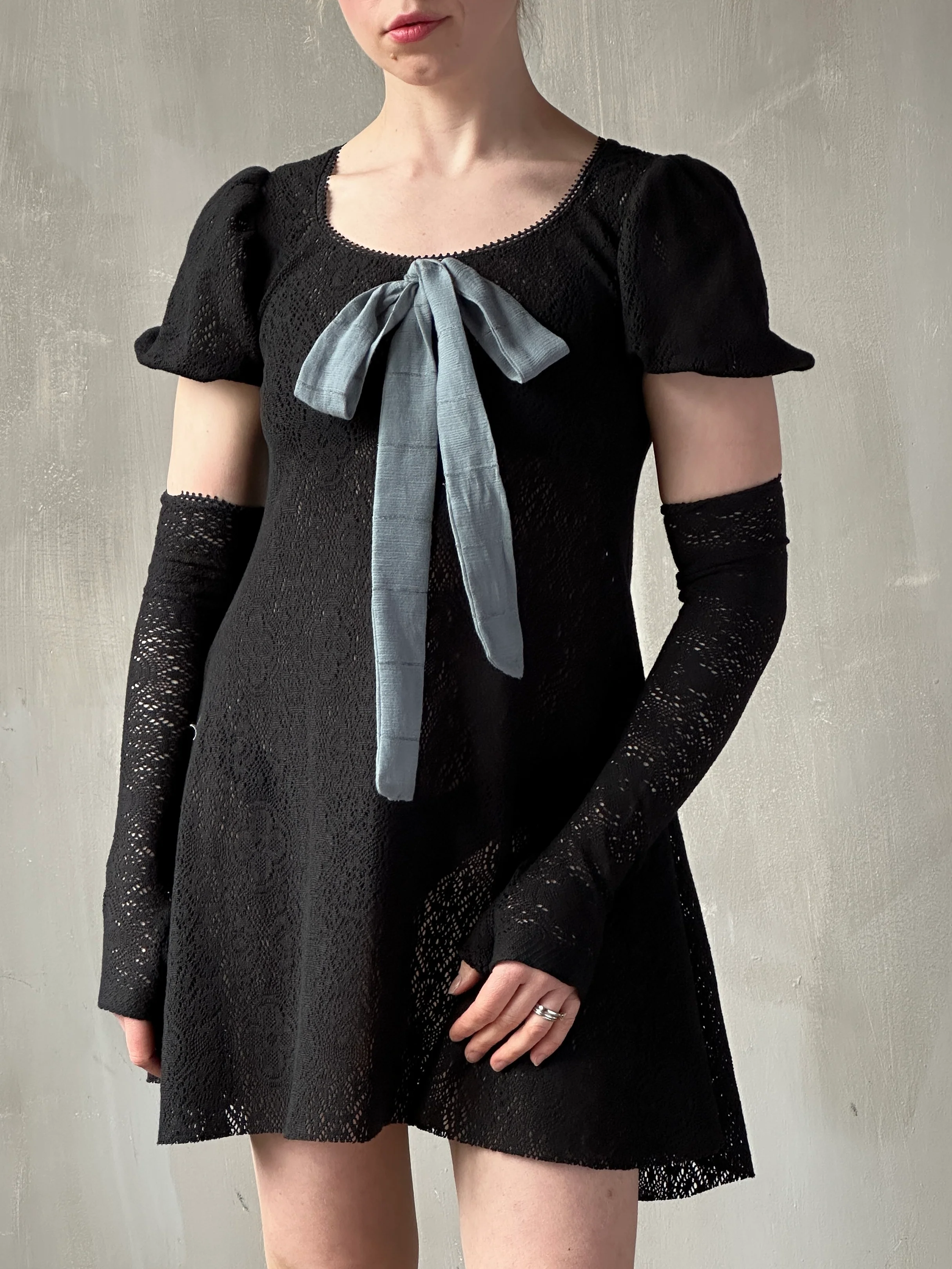 Spring '26: "Laura" Mini Dress in Black Cotton Lace (Pre-Order) - Image 2