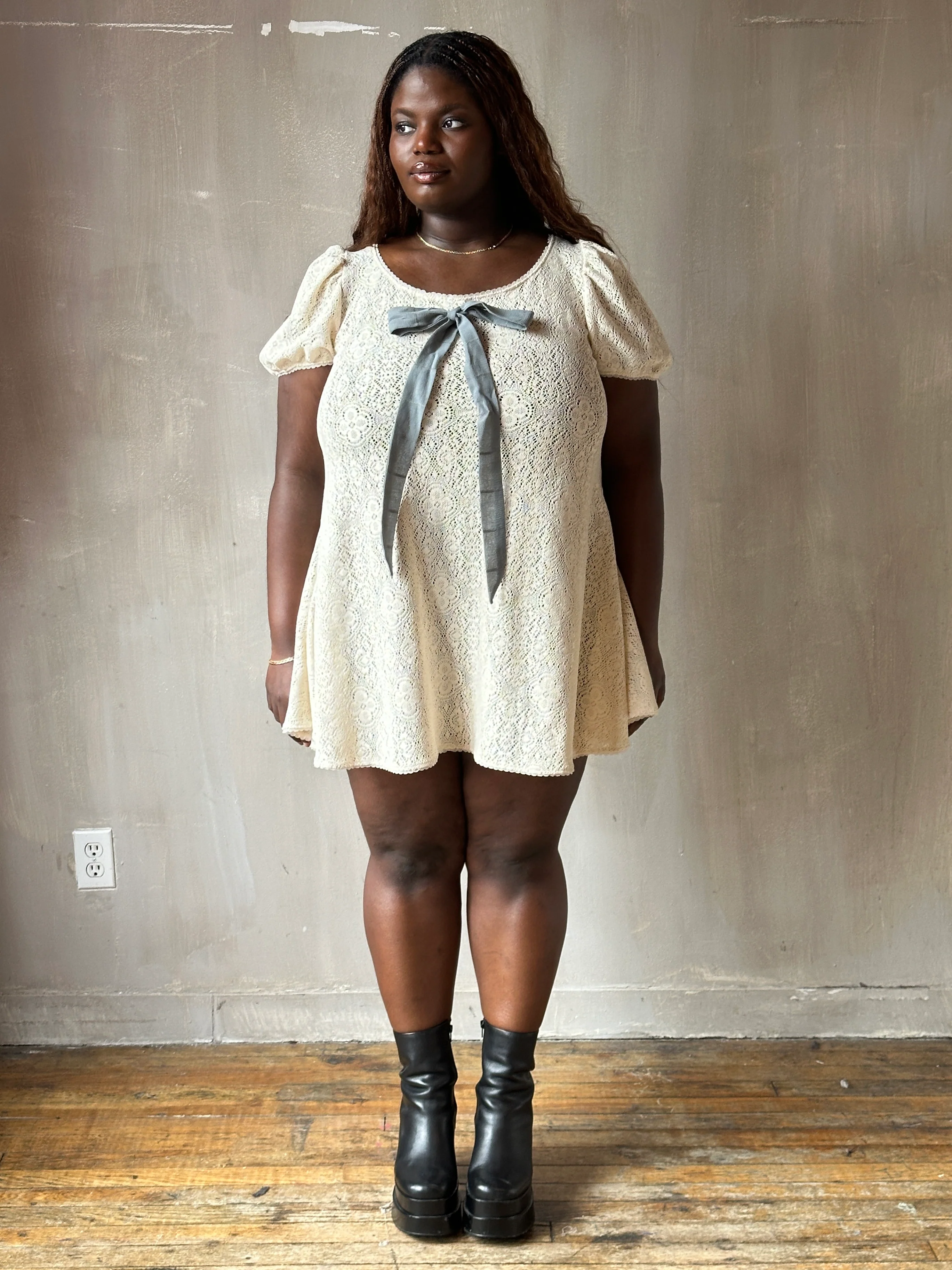 Spring '26: "Laura" Mini Dress in Ivory Cotton Lace (Pre-Order) - Image 3