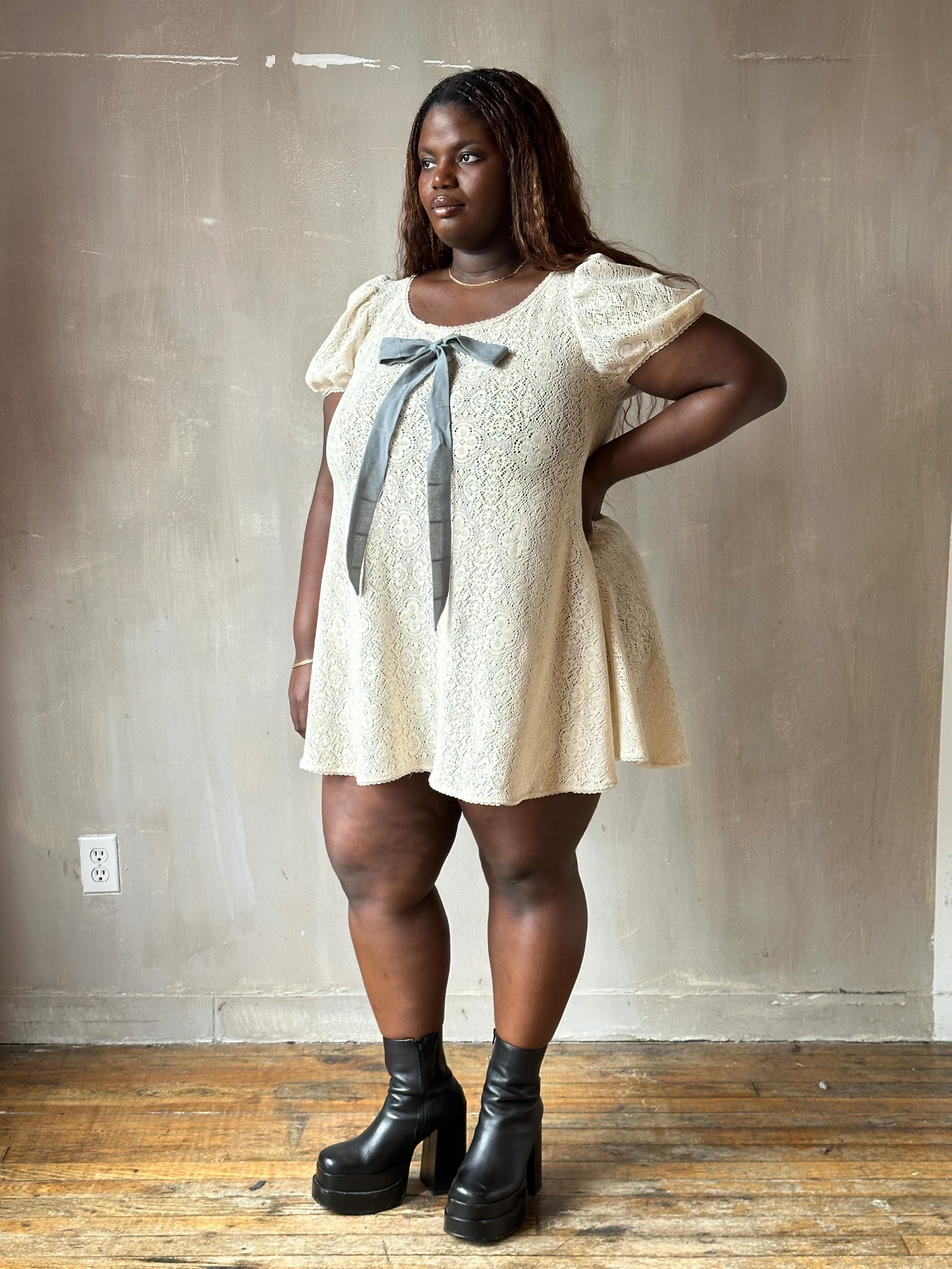 Spring '26: "Laura" Mini Dress in Ivory Cotton Lace (Pre-Order) - Image 4
