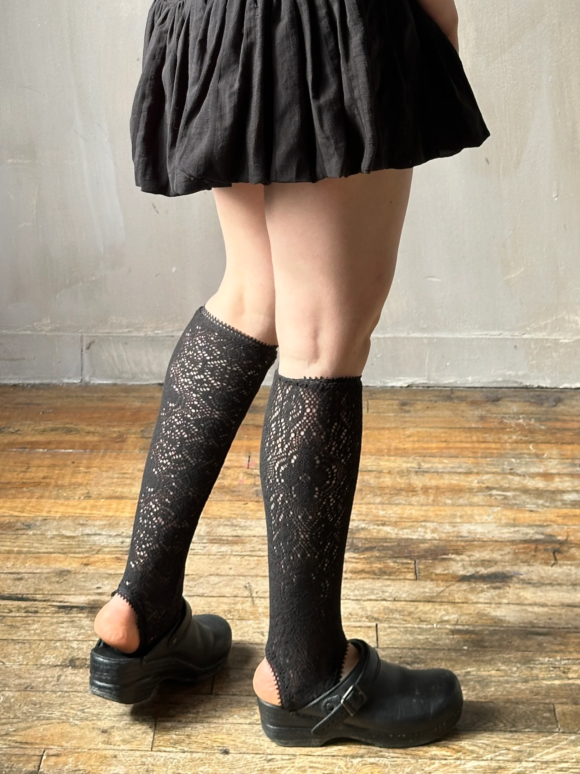 Spring '26: Knee-High Stirrup Socks in Black Cotton Lace (Pre-Order) - Image 8
