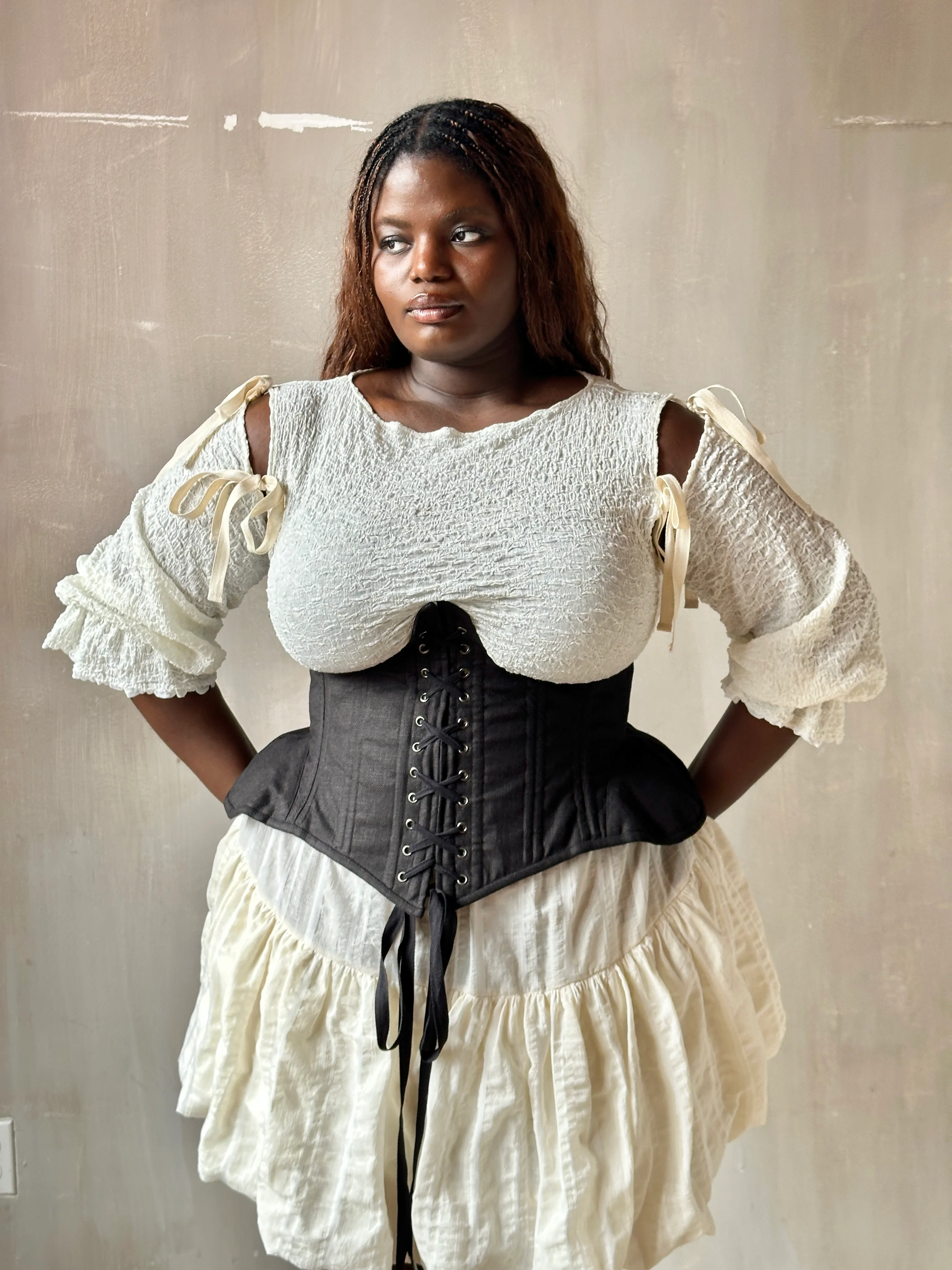 Spring'26: Detached Sleeves in Ivory Crinkled Cotton (Pre-Order) - Image 6