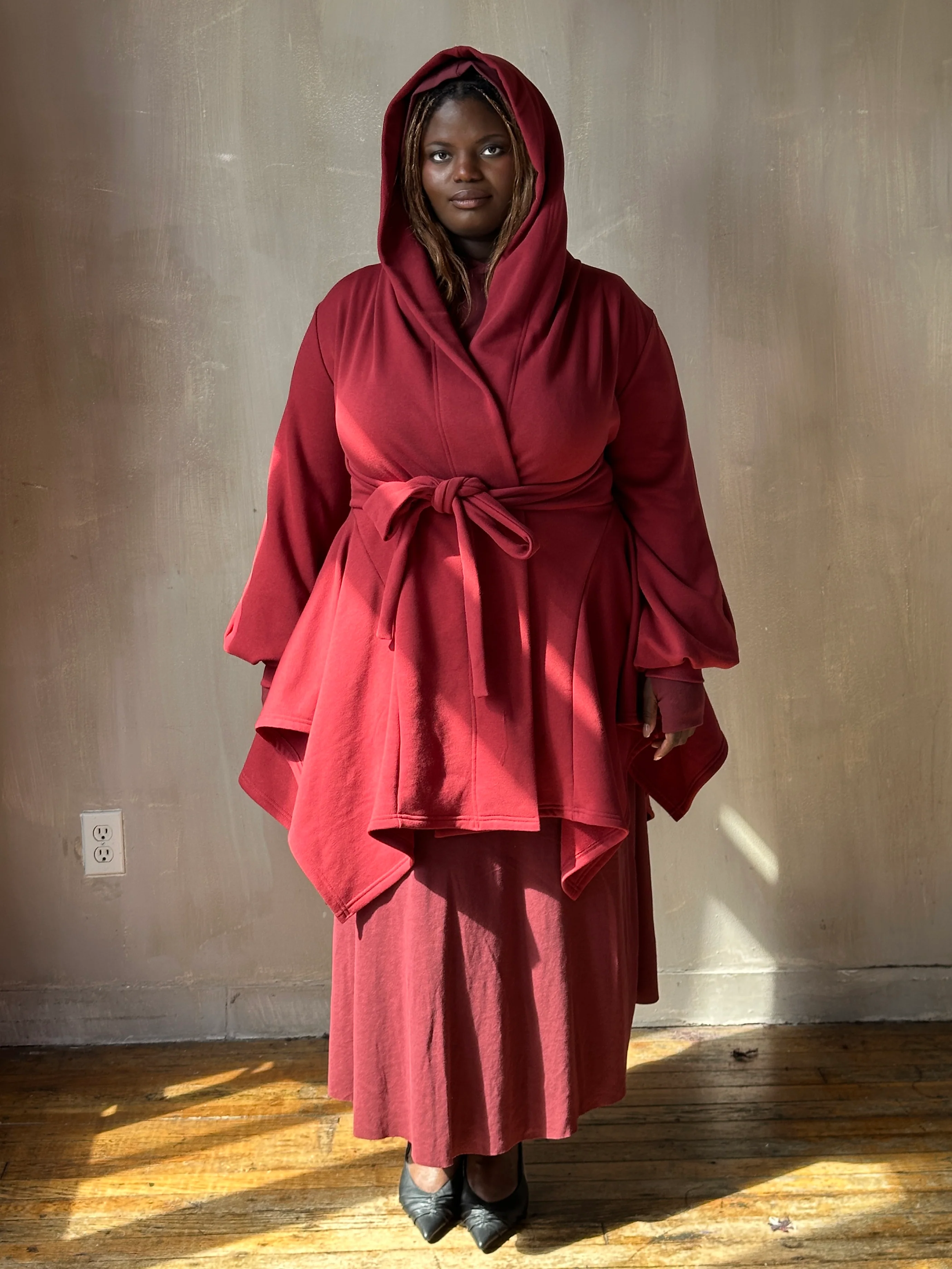 Tournure Jacket in Oxblood Organic Fleece (In Stock) - Image 10