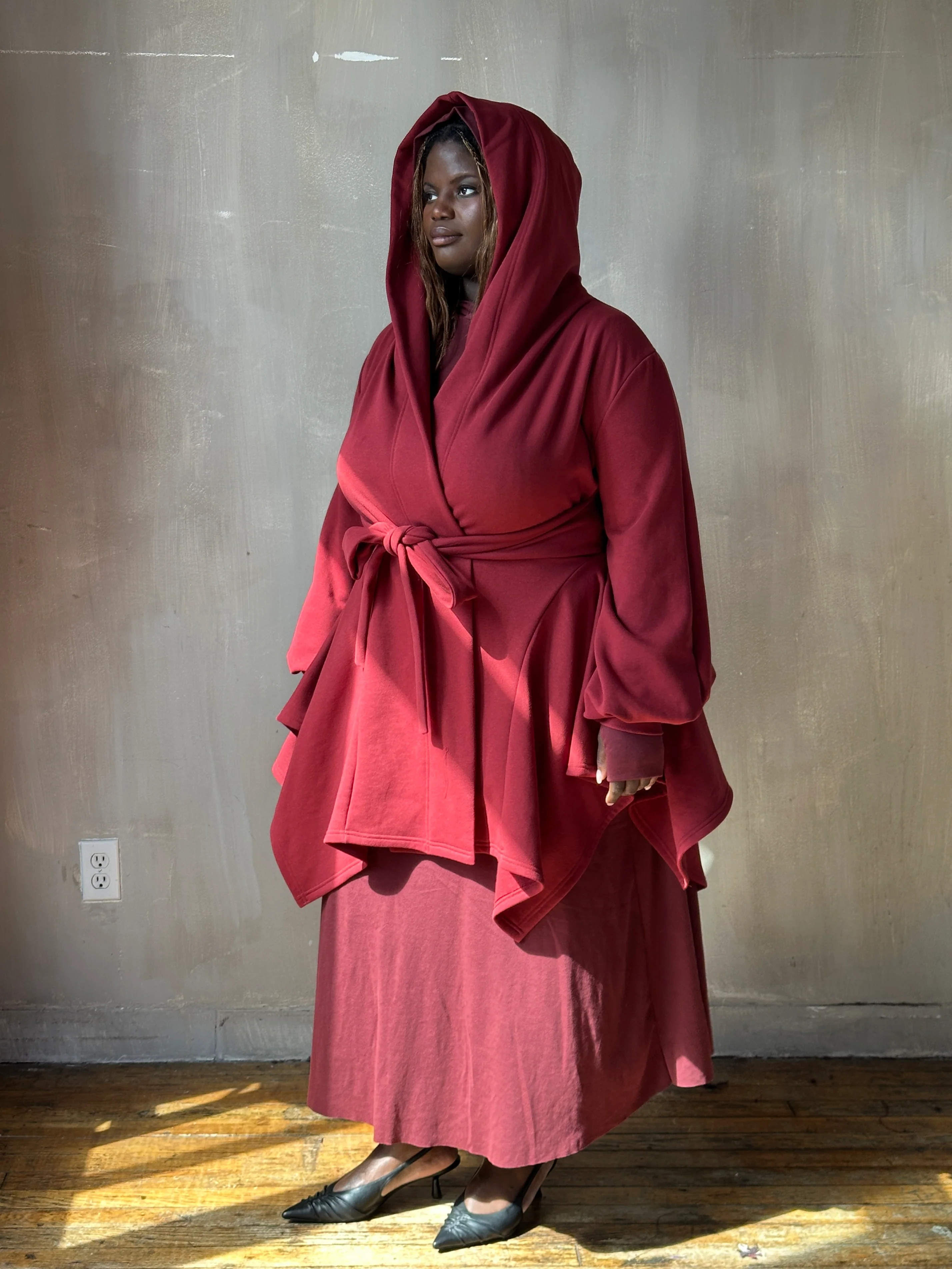 Tournure Jacket in Oxblood Organic Fleece (In Stock) - Image 11