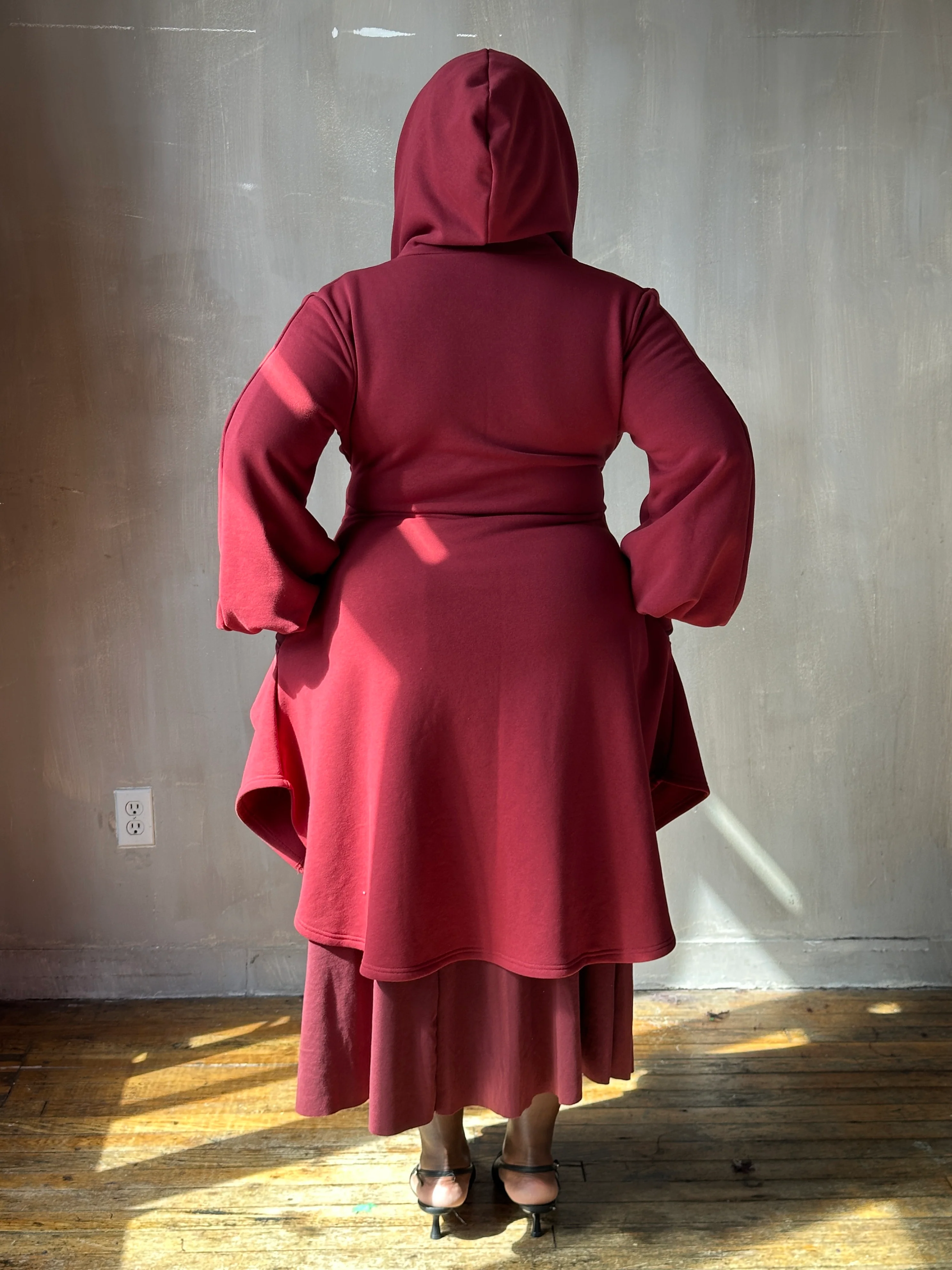 Tournure Jacket in Oxblood Organic Fleece (In Stock) - Image 13