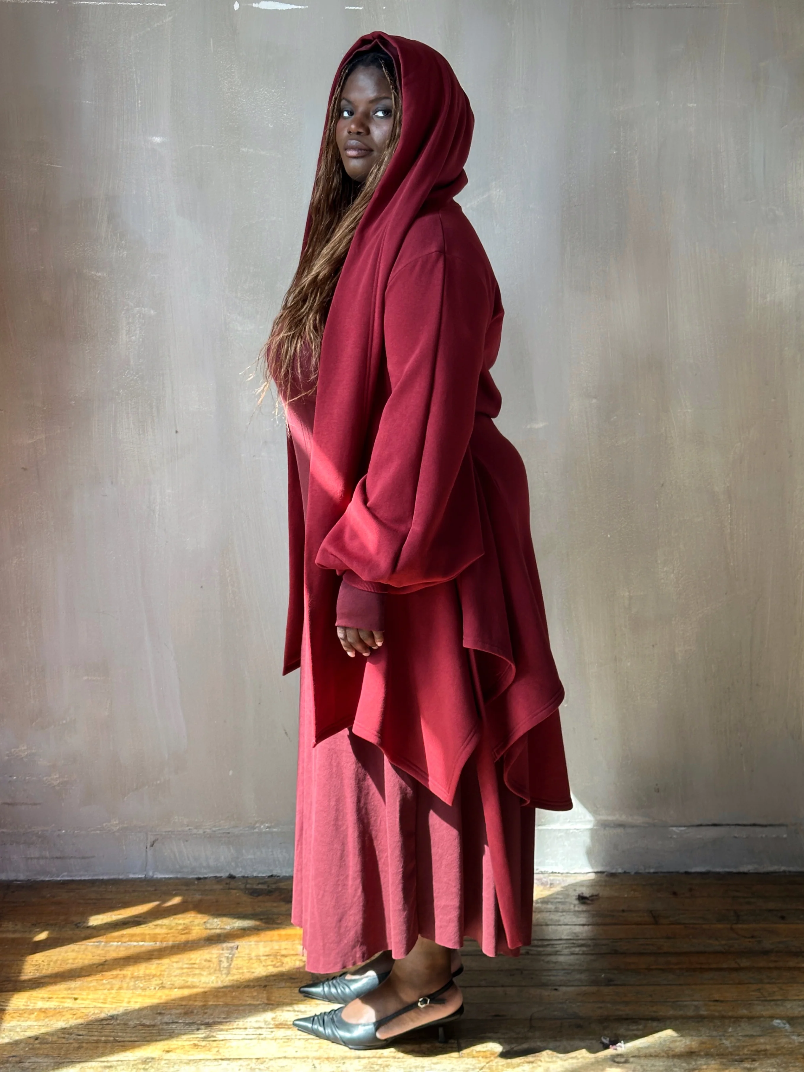 Tournure Jacket in Oxblood Organic Fleece (In Stock) - Image 2