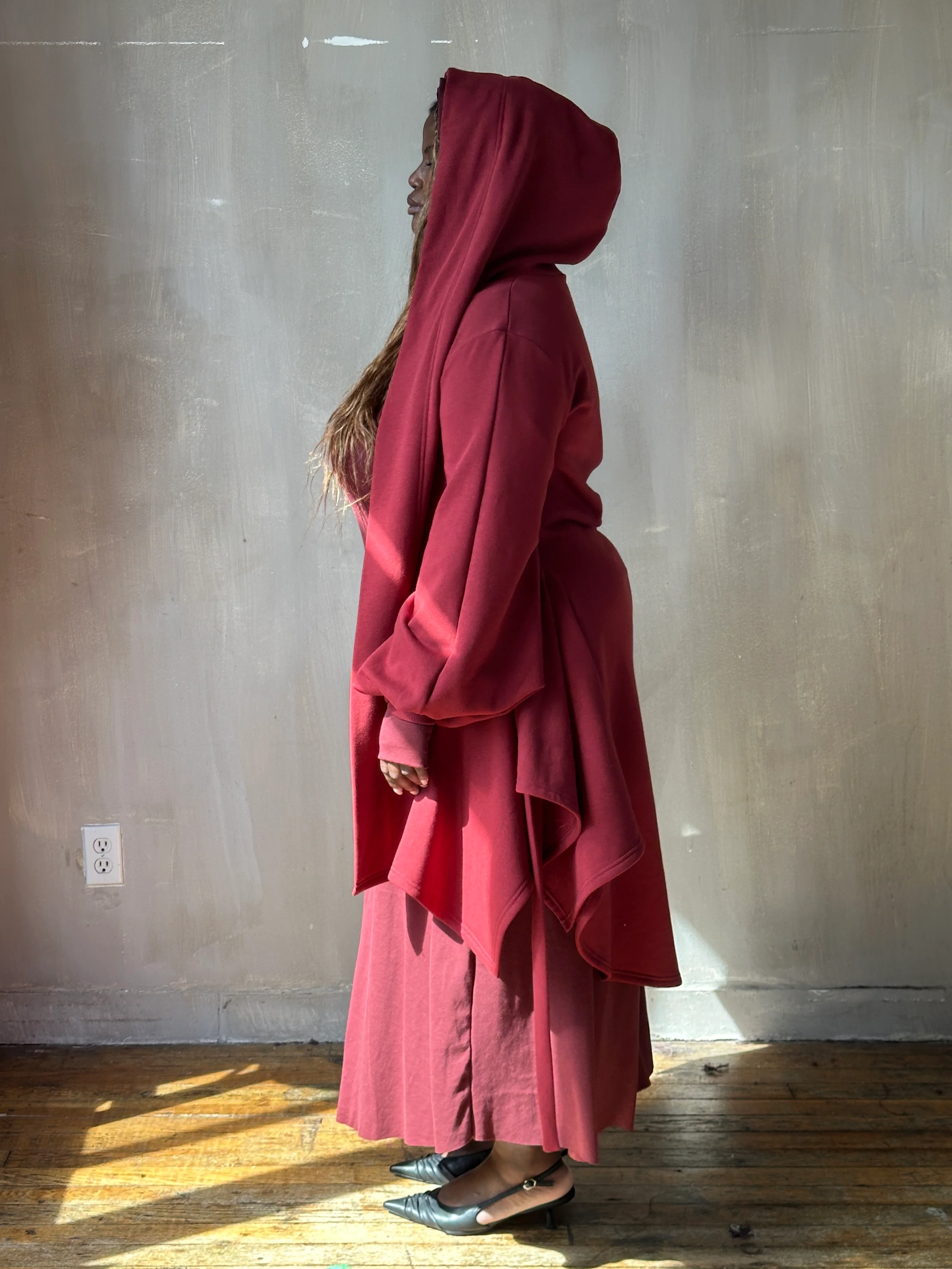 Tournure Jacket in Oxblood Organic Fleece (In Stock) - Image 4