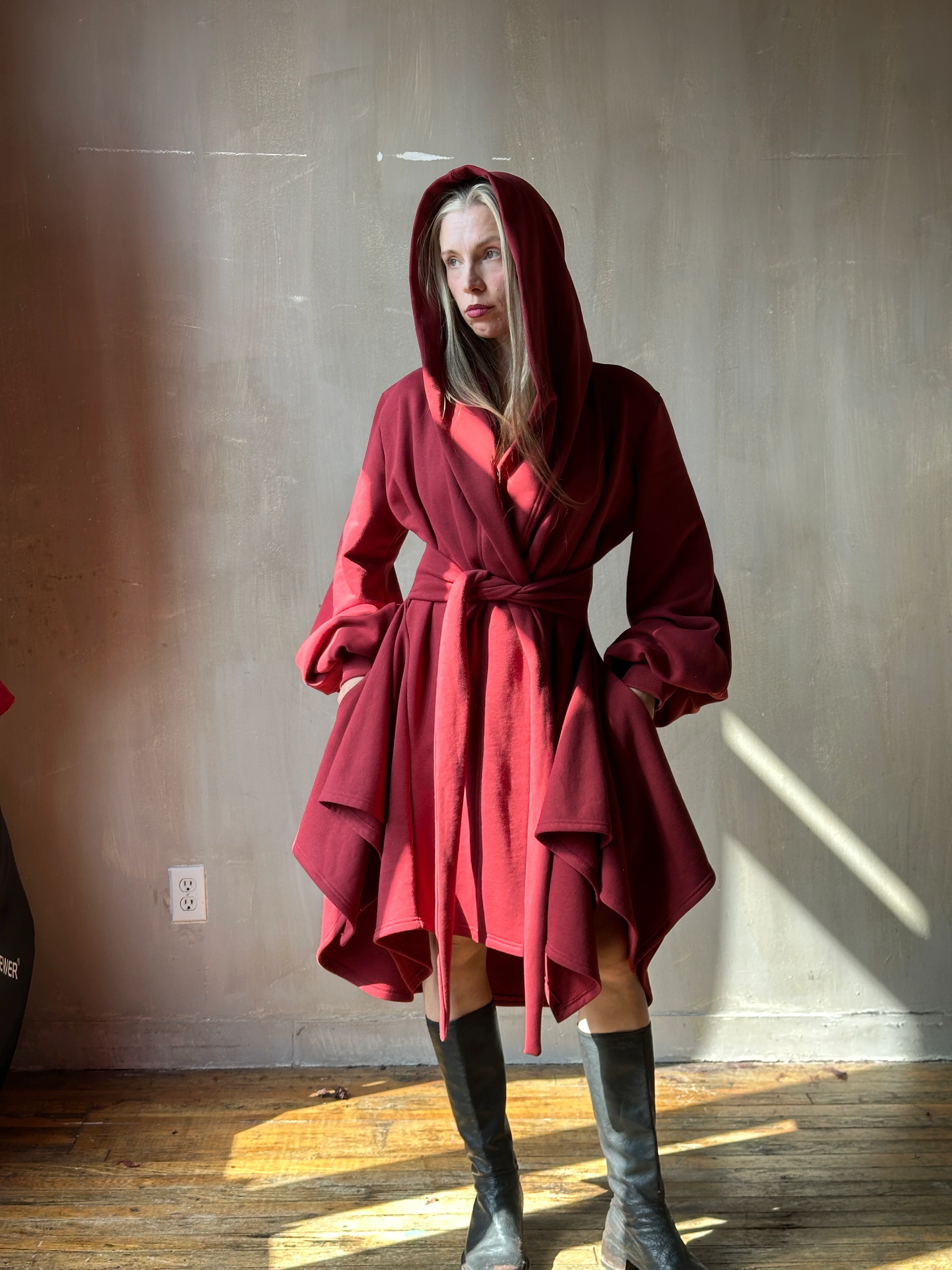 Tournure Jacket in Oxblood Organic Fleece (In Stock) - Image 7