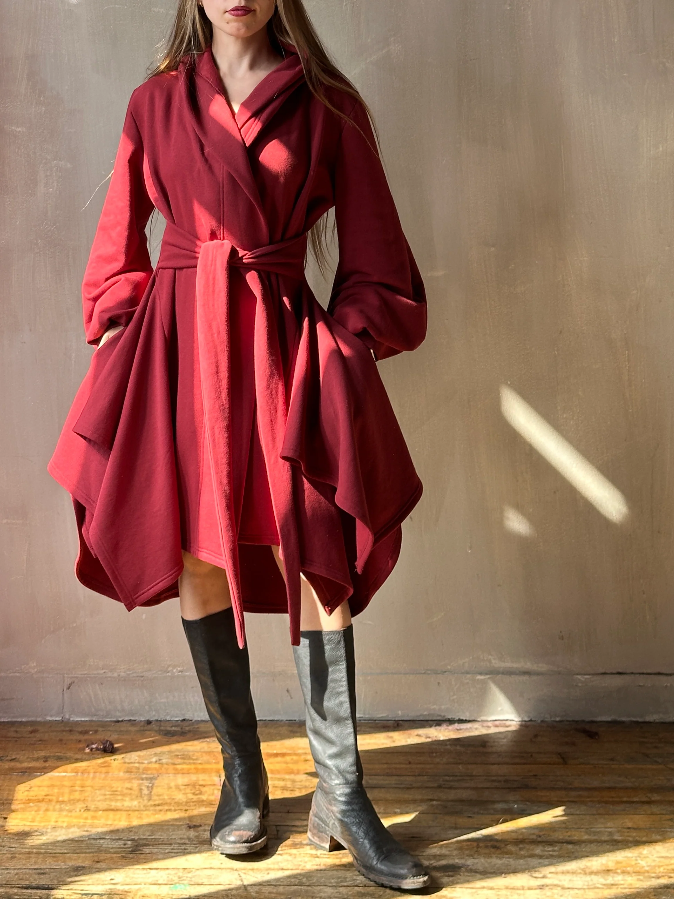 Tournure Jacket in Oxblood Organic Fleece (In Stock) - Image 8
