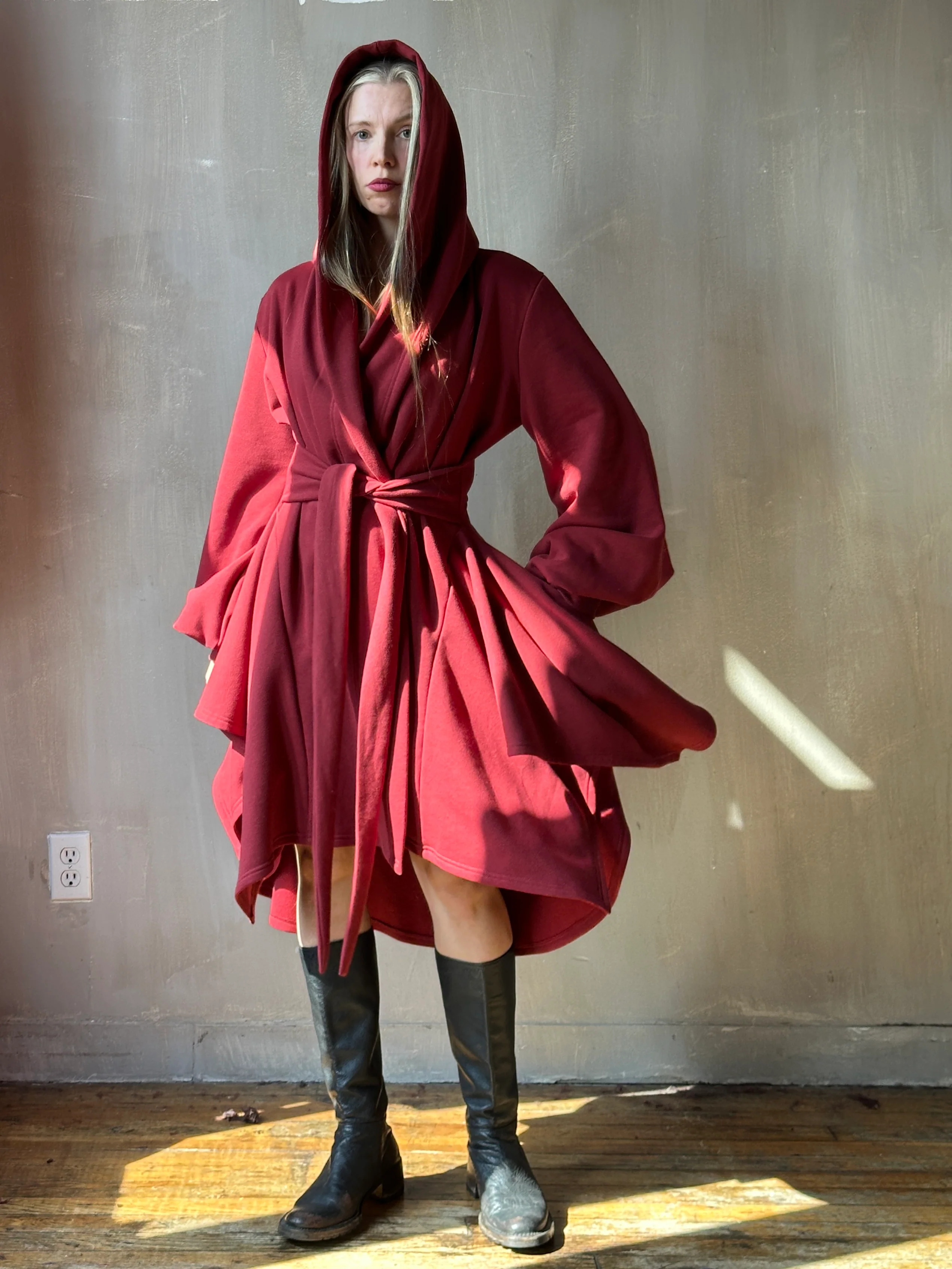 Tournure Jacket in Oxblood Organic Fleece (In Stock) - Image 9