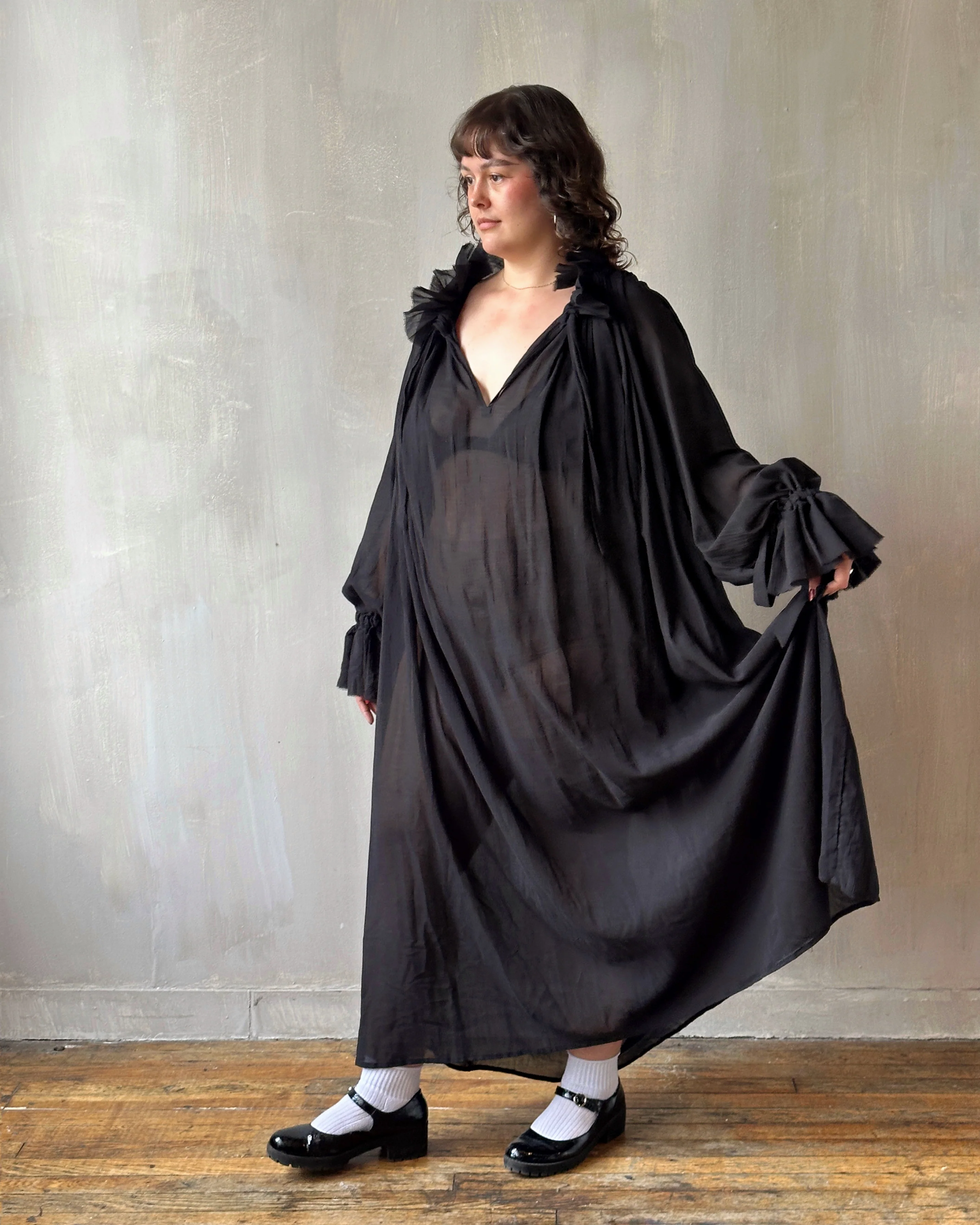 Ultra Maxi Alchemist Chemise in Black Cotton Gauze (Pre-Order) - Image 3