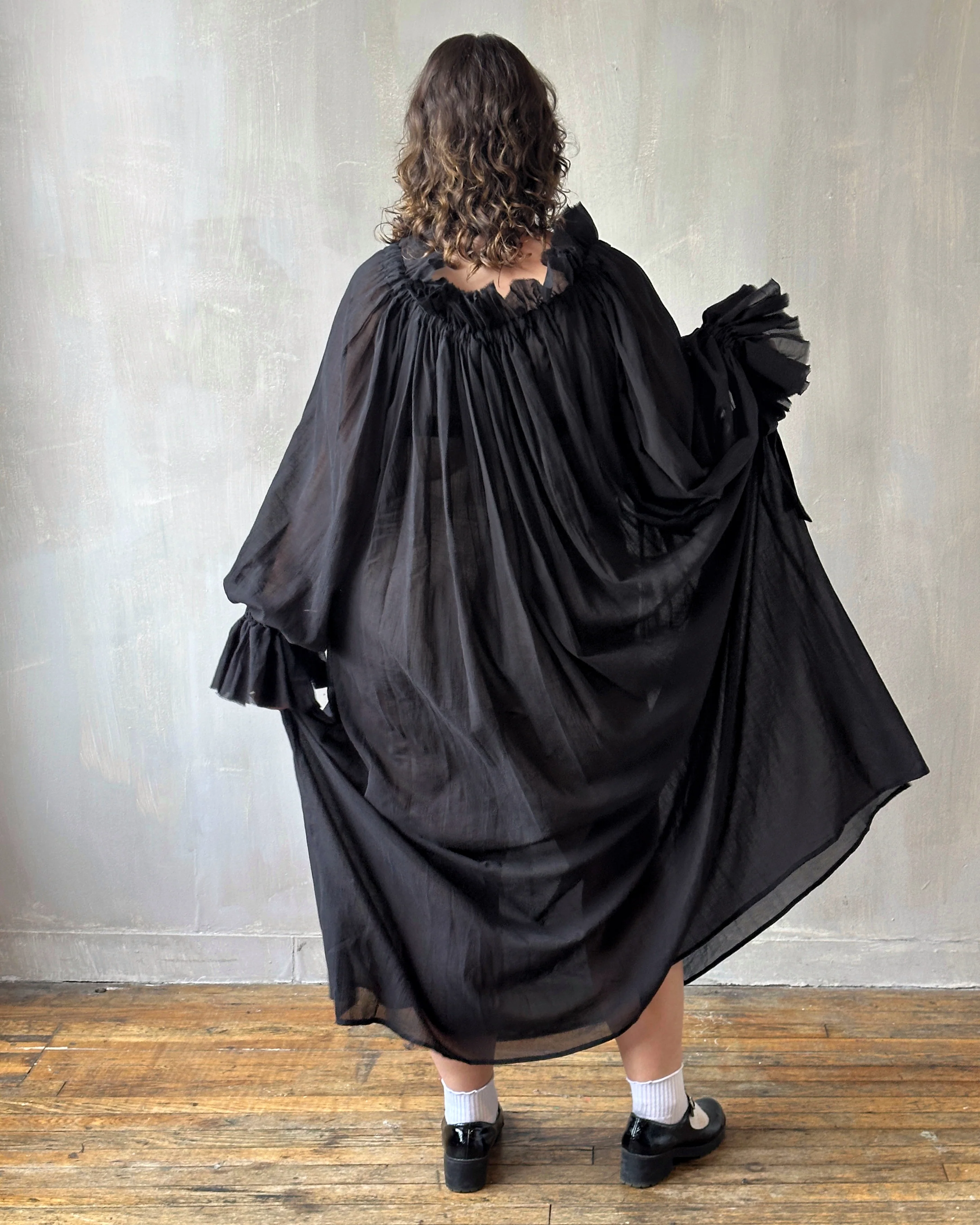 Ultra Maxi Alchemist Chemise in Black Cotton Gauze (Pre-Order) - Image 5