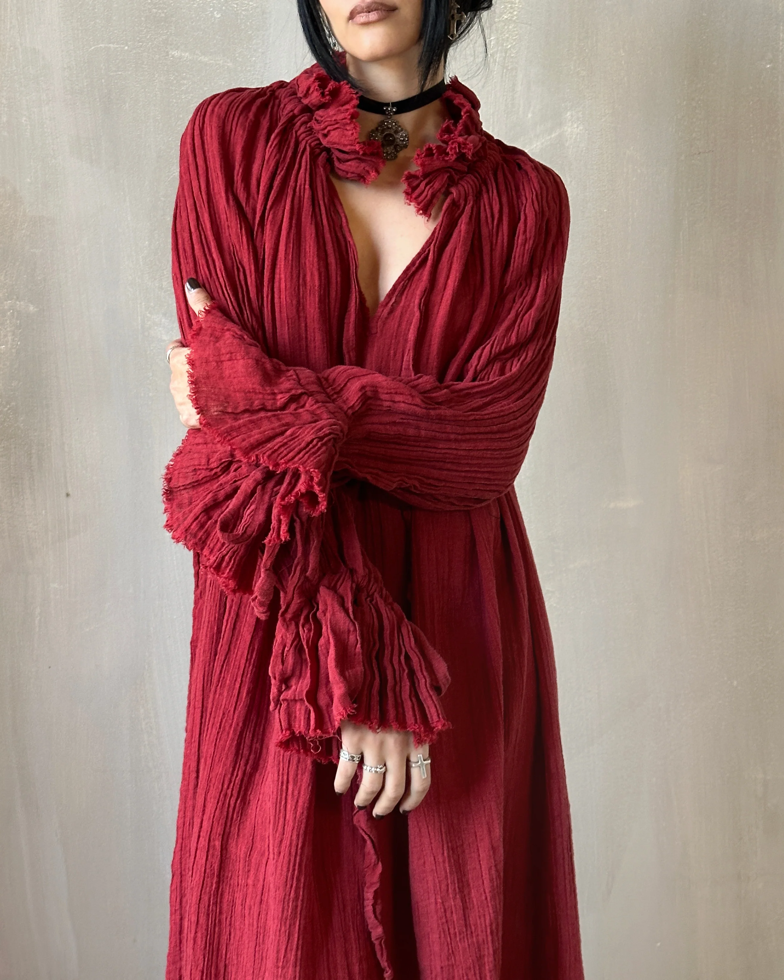 Ultra Maxi Alchemist Chemise in Burnt Red Linen - Image 11