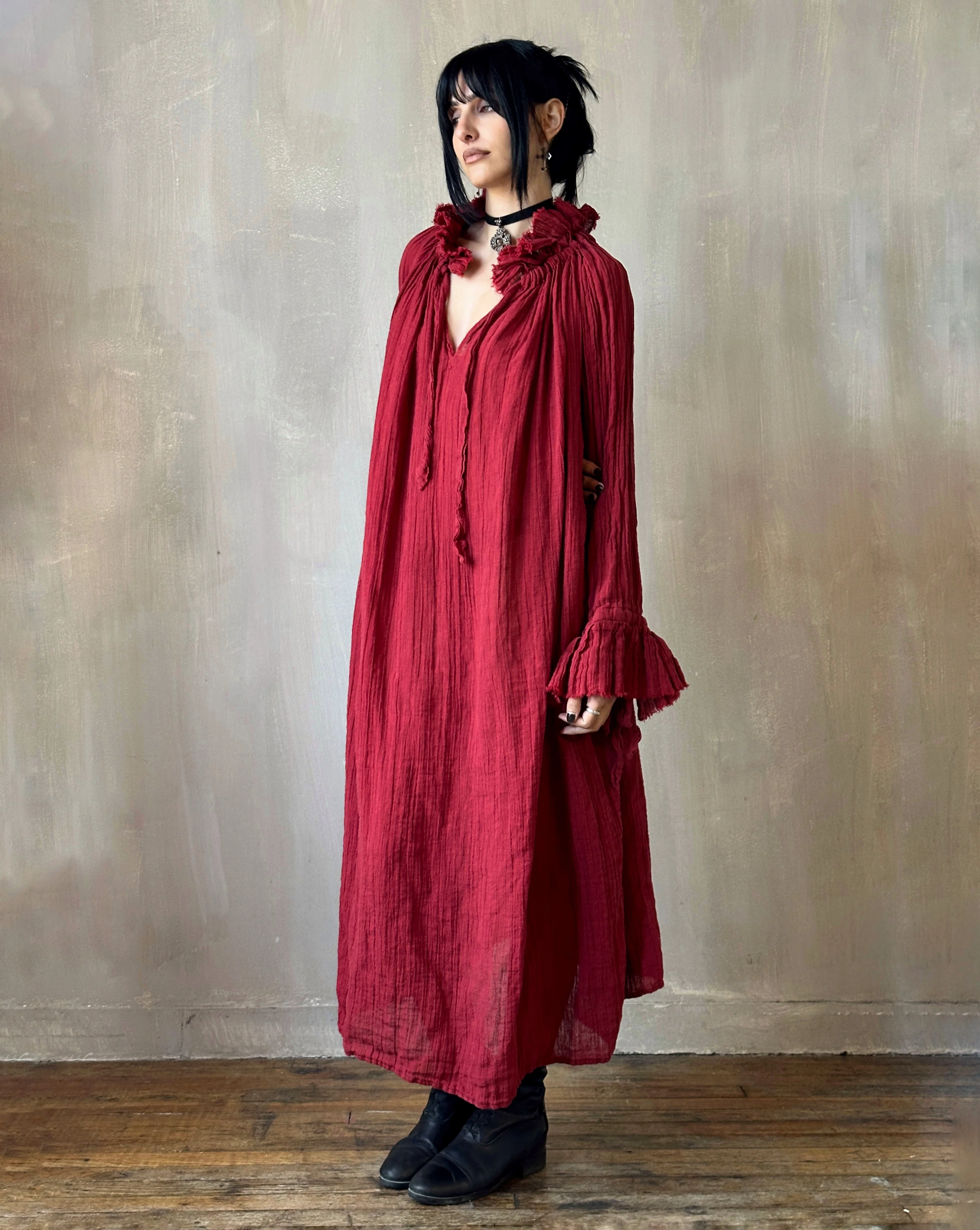 Ultra Maxi Alchemist Chemise in Burnt Red Linen - Image 12