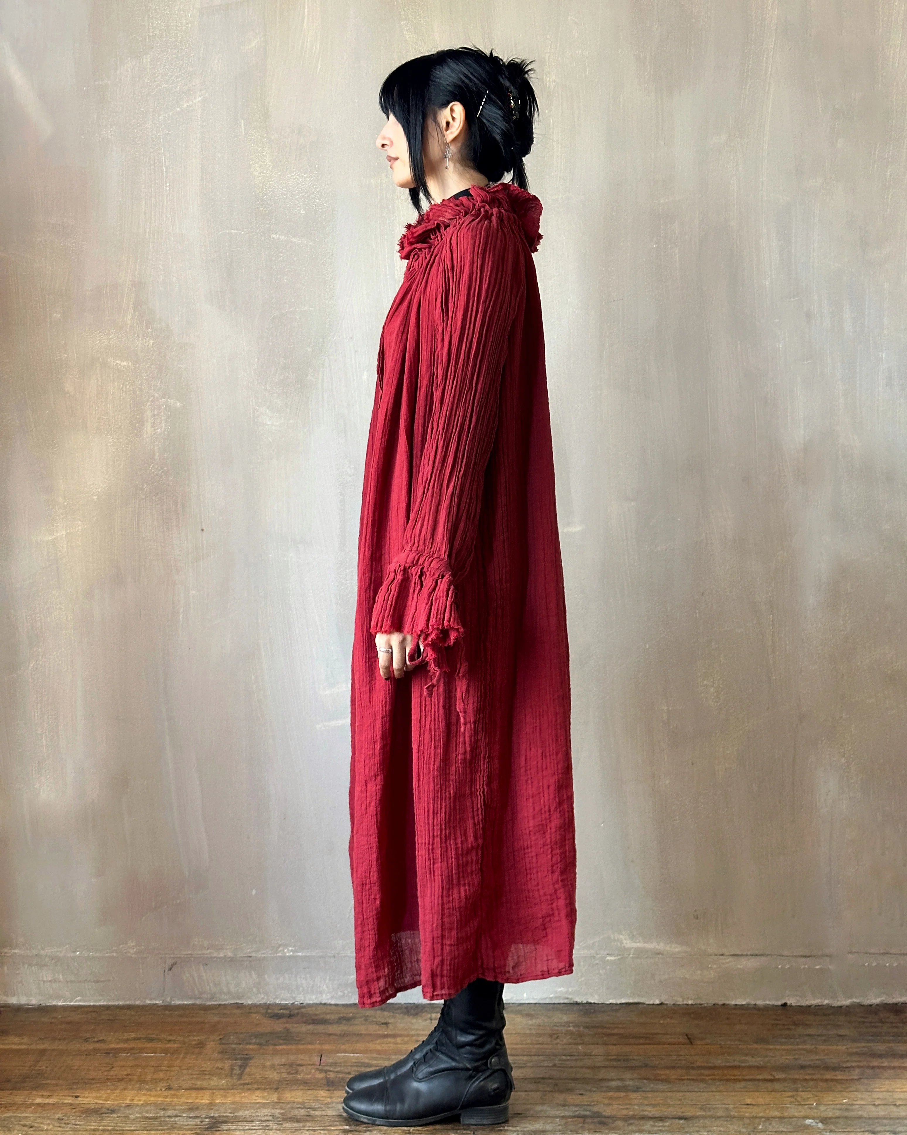 Ultra Maxi Alchemist Chemise in Burnt Red Linen - Image 13