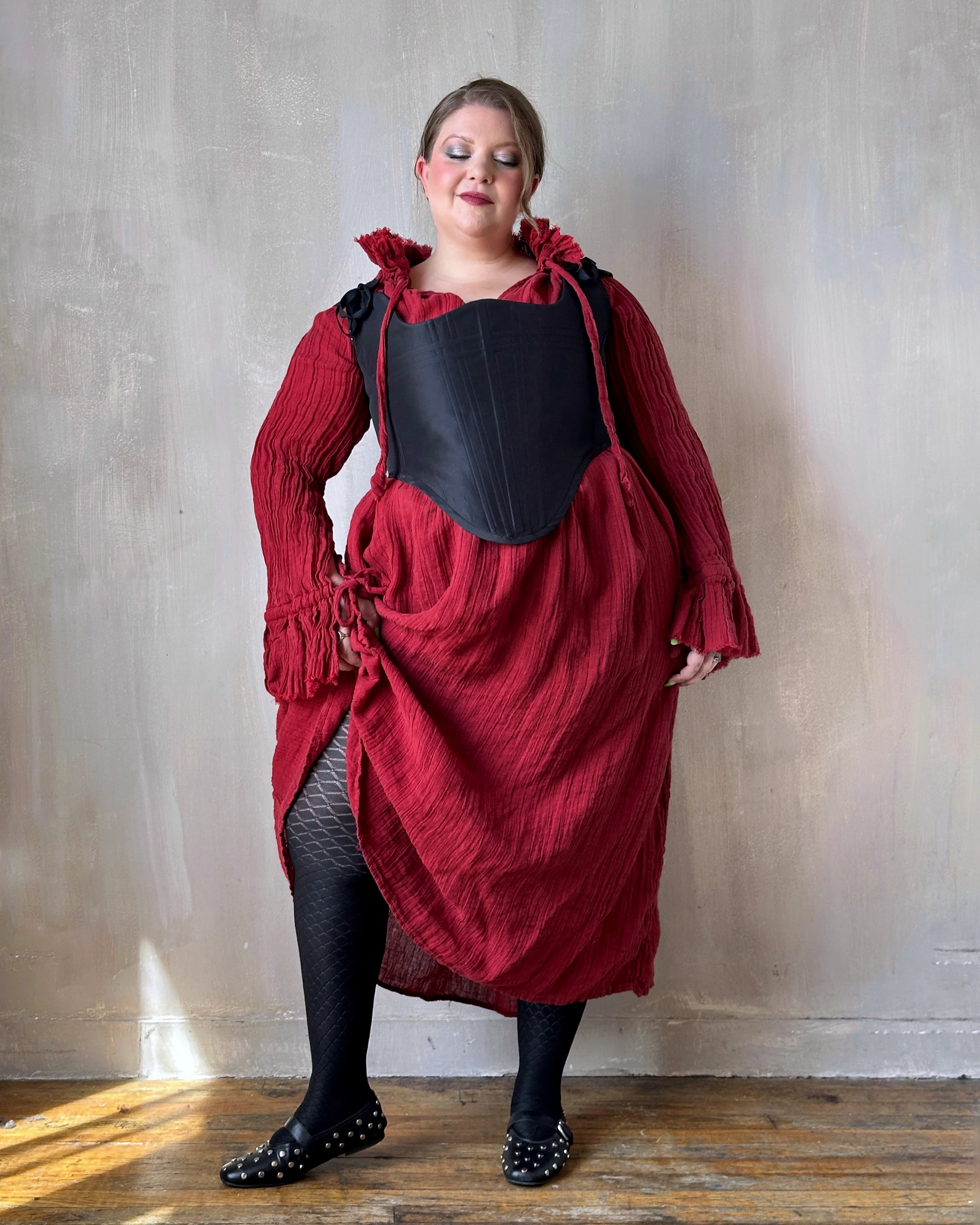 Ultra Maxi Alchemist Chemise in Burnt Red Linen - Image 3