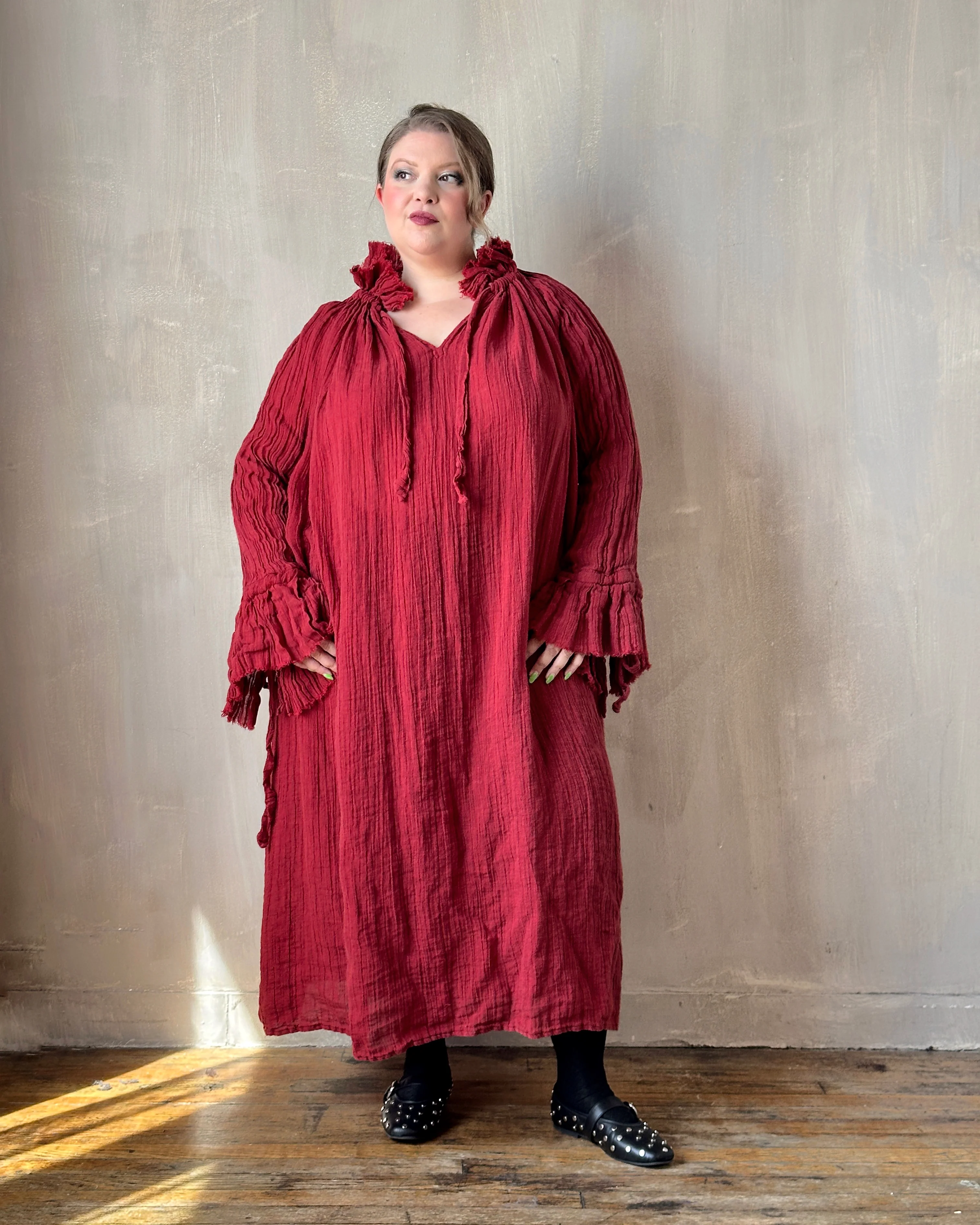 Ultra Maxi Alchemist Chemise in Burnt Red Linen - Image 4
