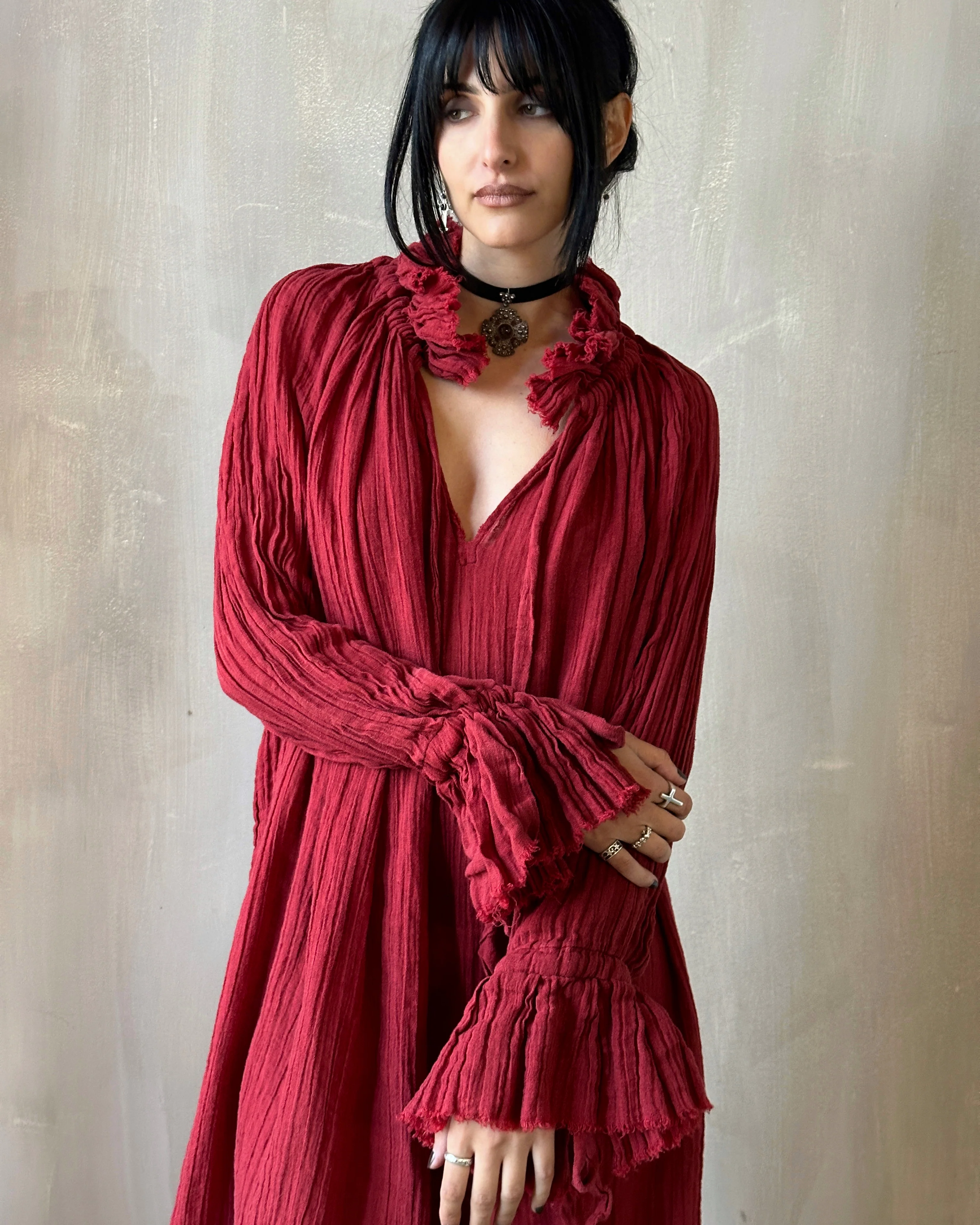 Ultra Maxi Alchemist Chemise in Burnt Red Linen - Image 5