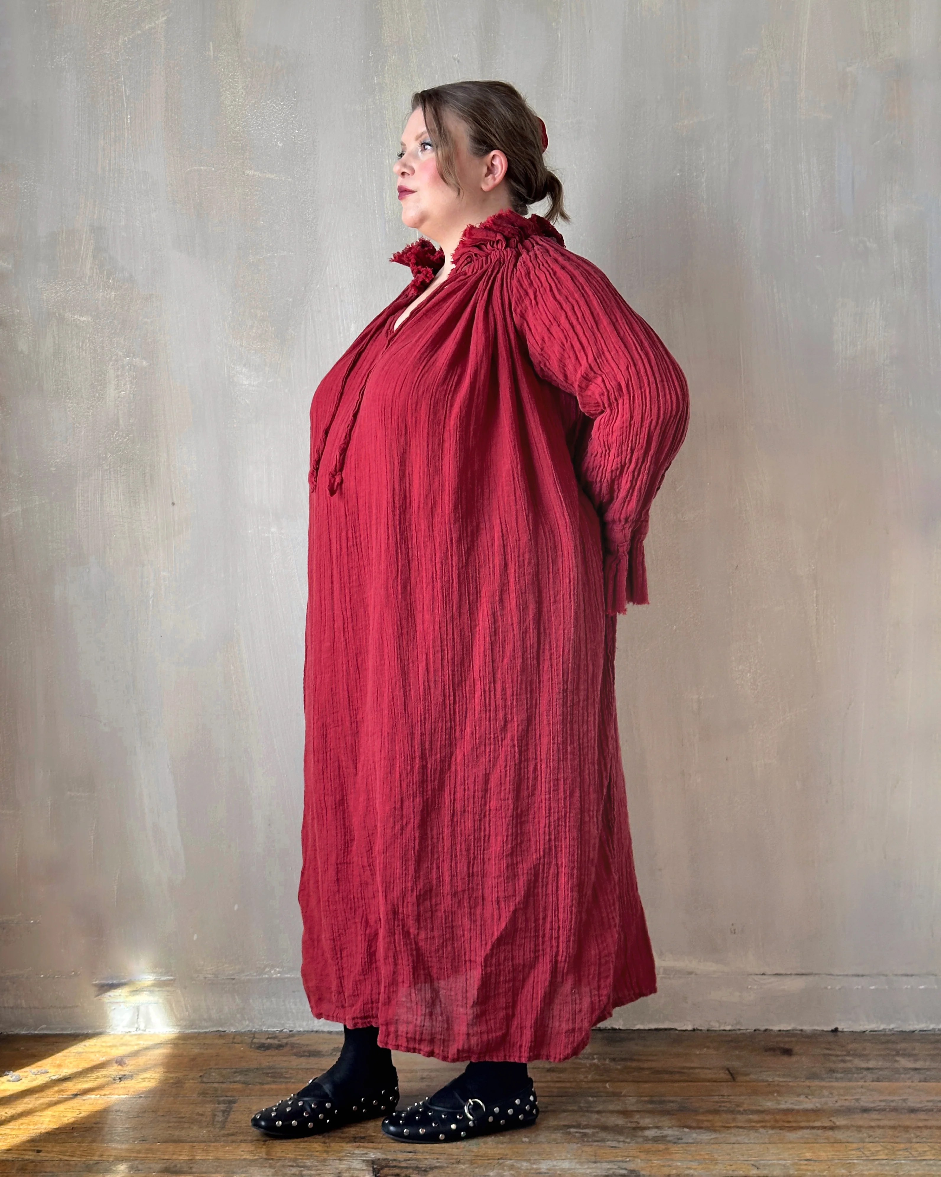 Ultra Maxi Alchemist Chemise in Burnt Red Linen - Image 6