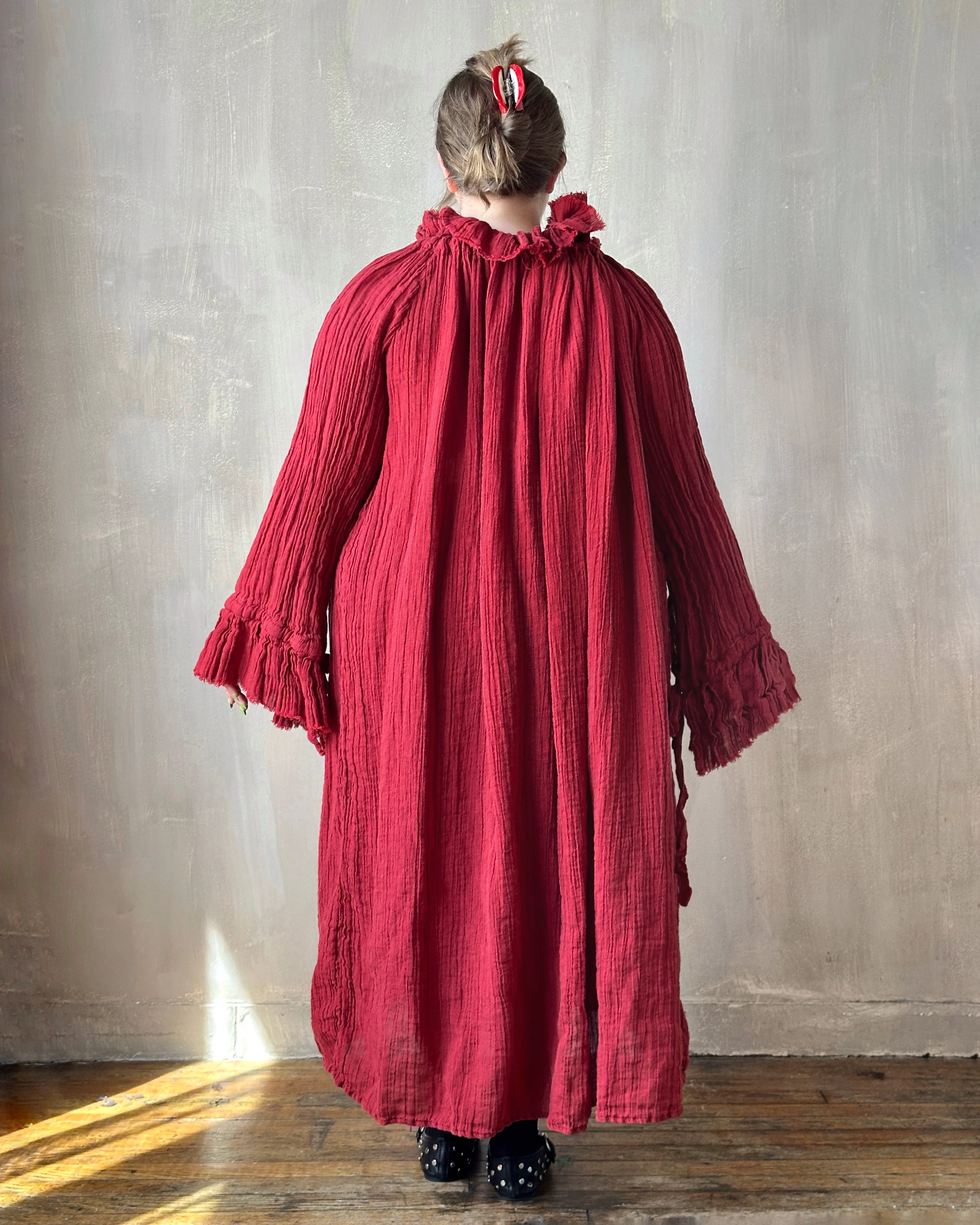 Ultra Maxi Alchemist Chemise in Burnt Red Linen - Image 8