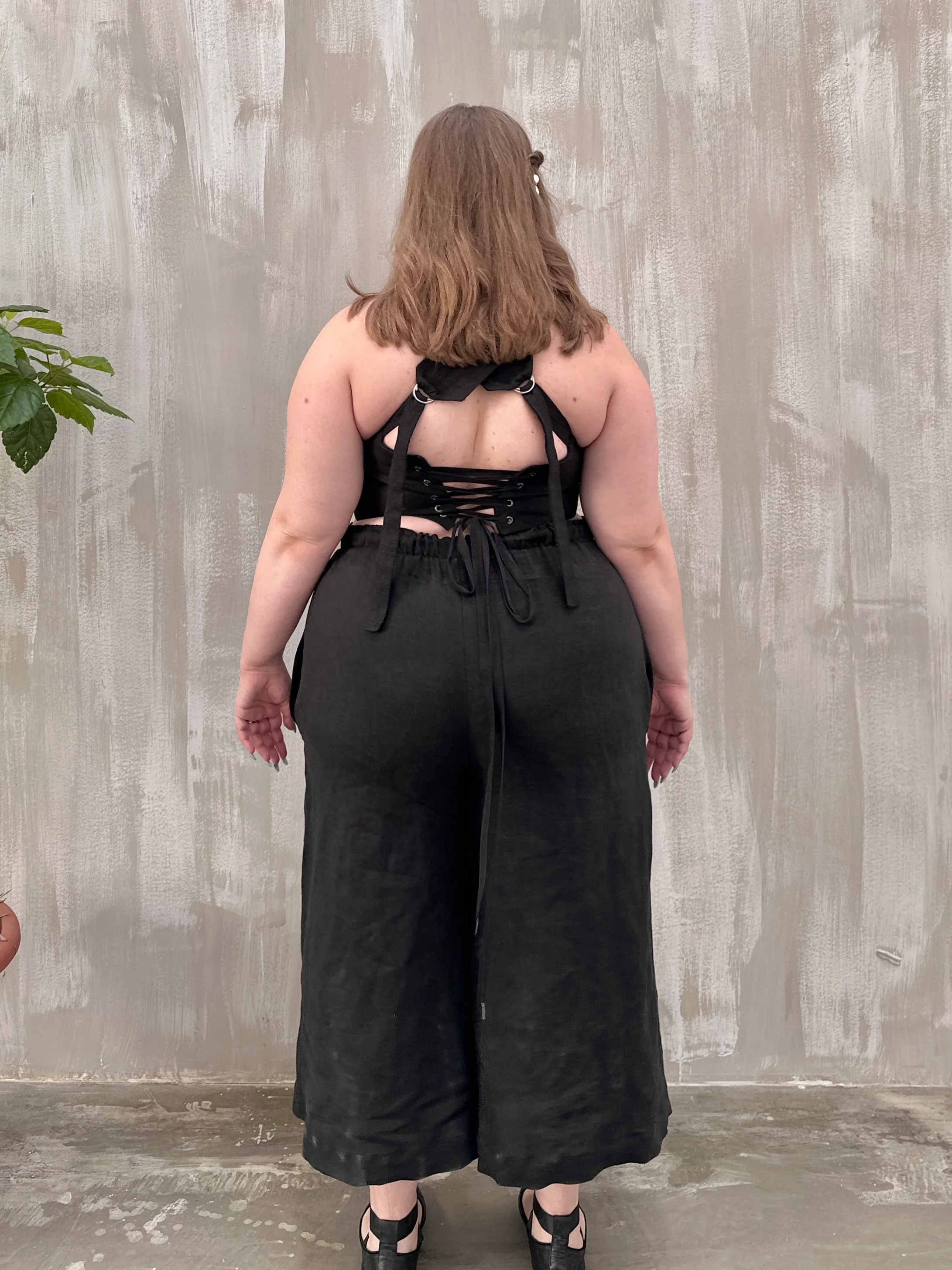 Wide Leg Linen Trousers (Soft Black) - Image 13