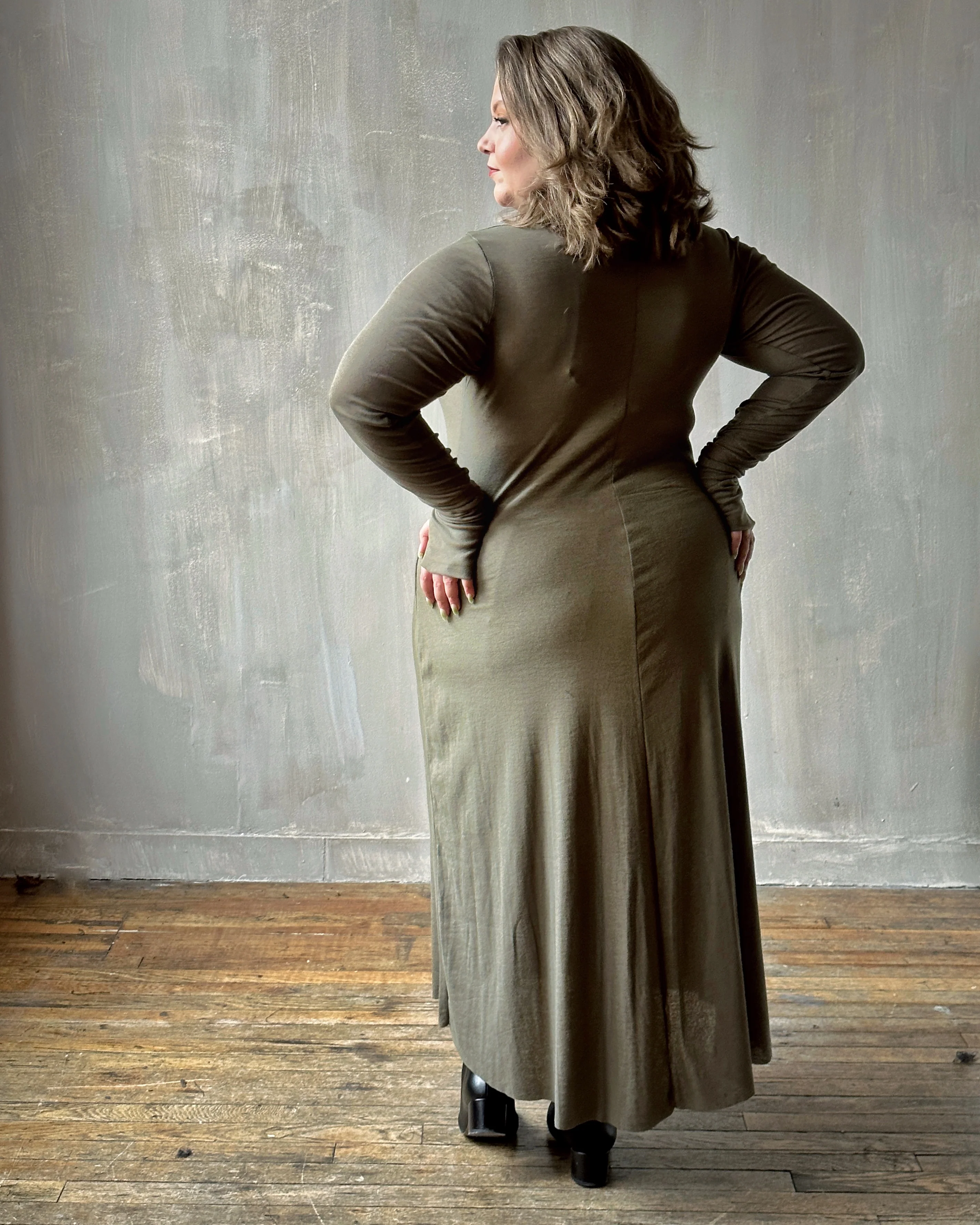 Cross-Seam Maxi Dress (Moss Green, In Stock)) * - Image 11
