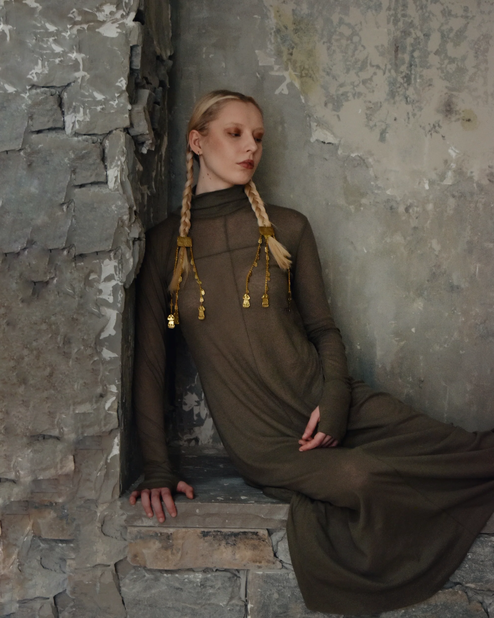 Cross-Seam Maxi Dress (Moss Green, In Stock)) * - Image 4