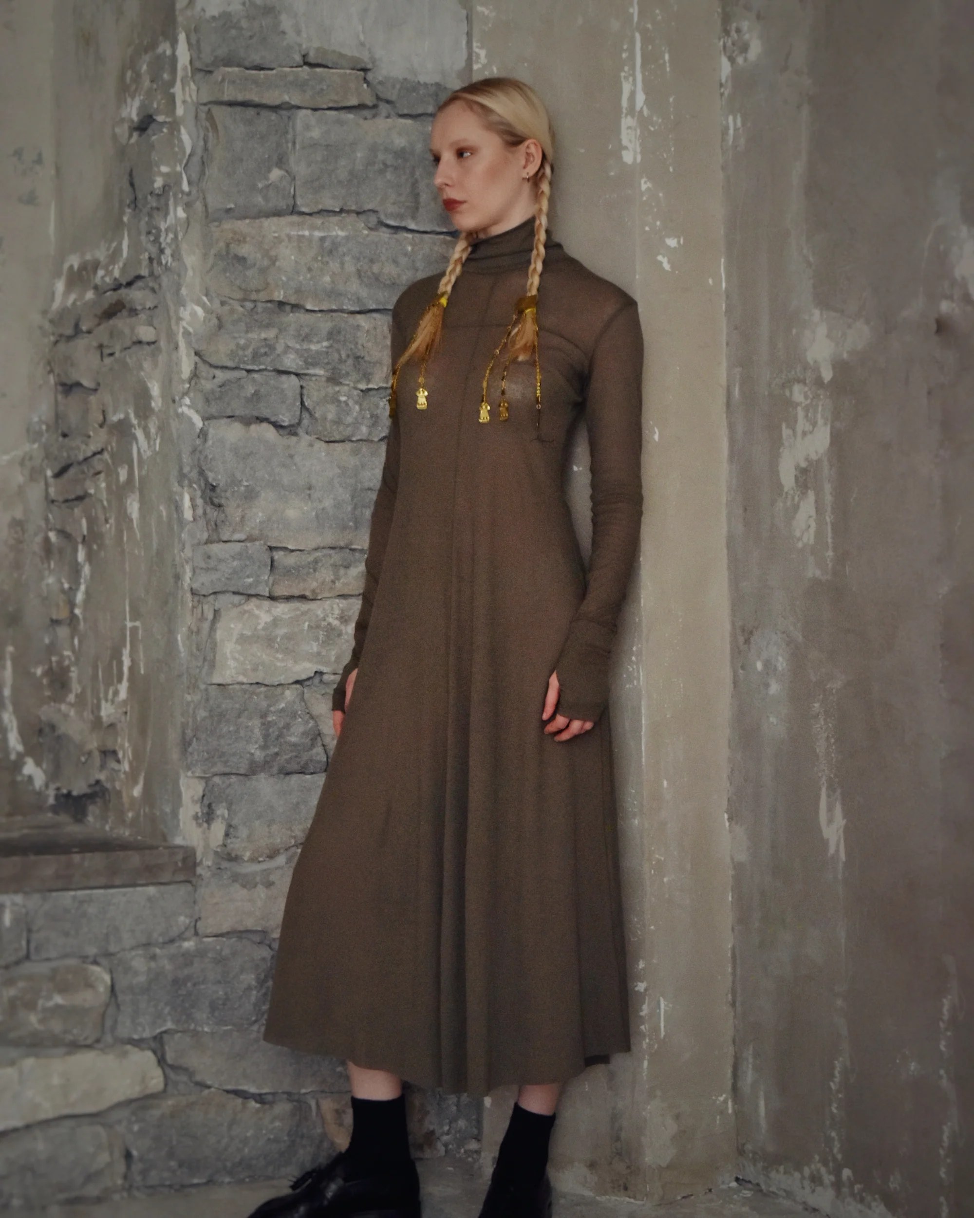 Cross-Seam Maxi Dress (Moss Green, In Stock)) * - Image 6